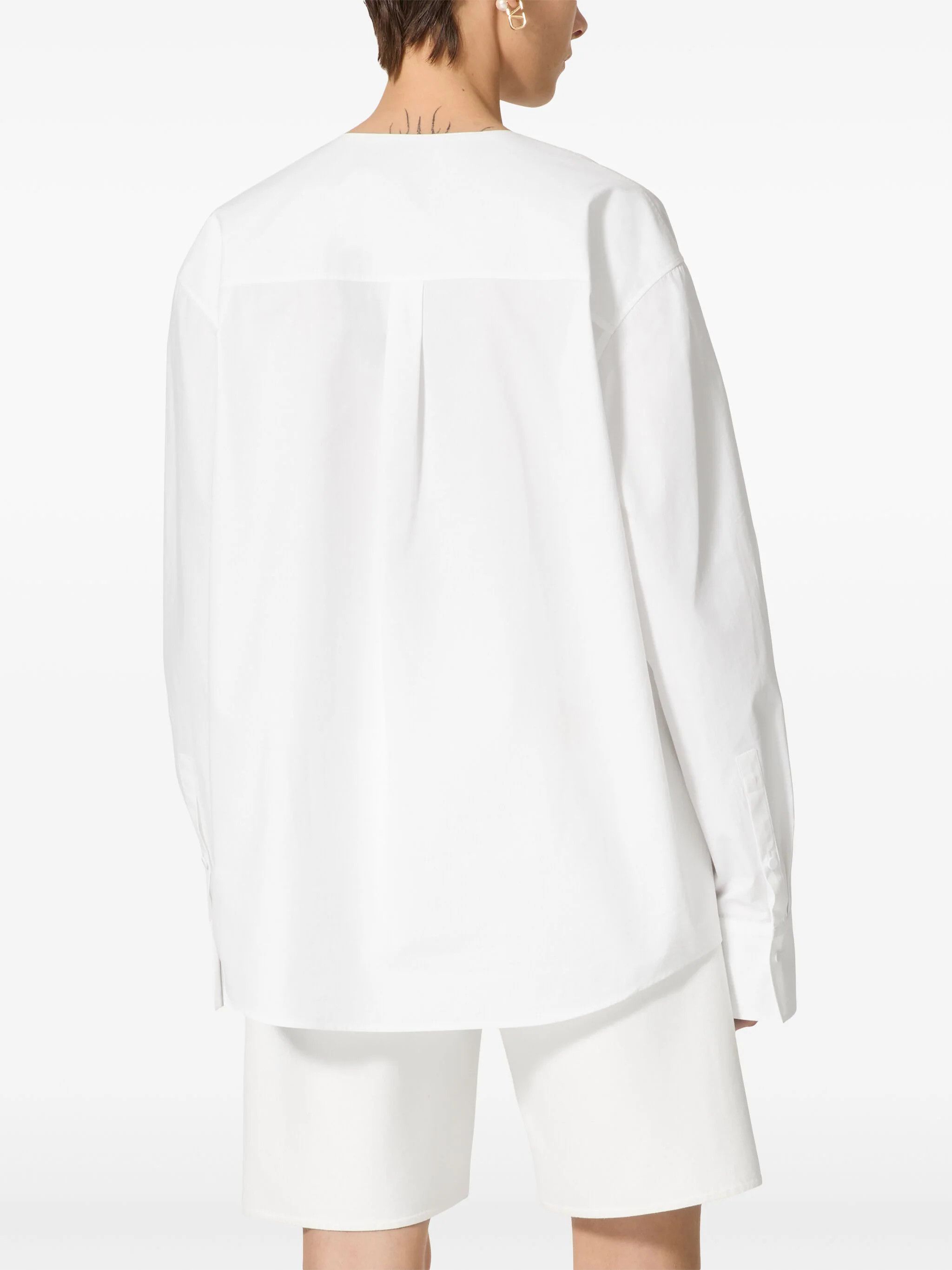 Valentino o1s22i1n0924 Boxy Poplin Blouse in White Size XS / US 0-2 / IT 36-38 - 2 Thumbnail