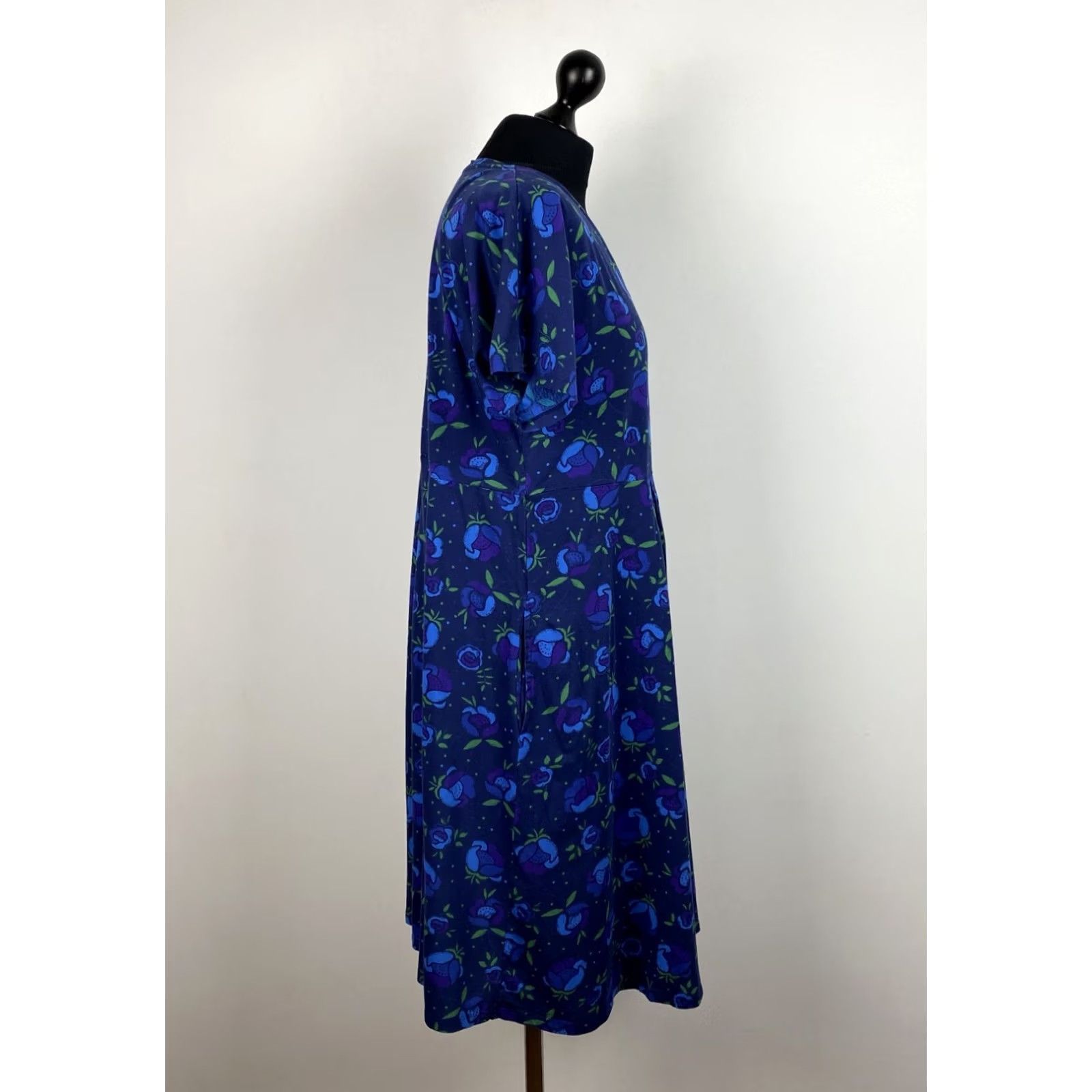 Vintage Gudrun Sjoden Womens blue floral Dress L Midi A-Line Dress Size L / US 10 / IT 46 - 2 Thumbnail