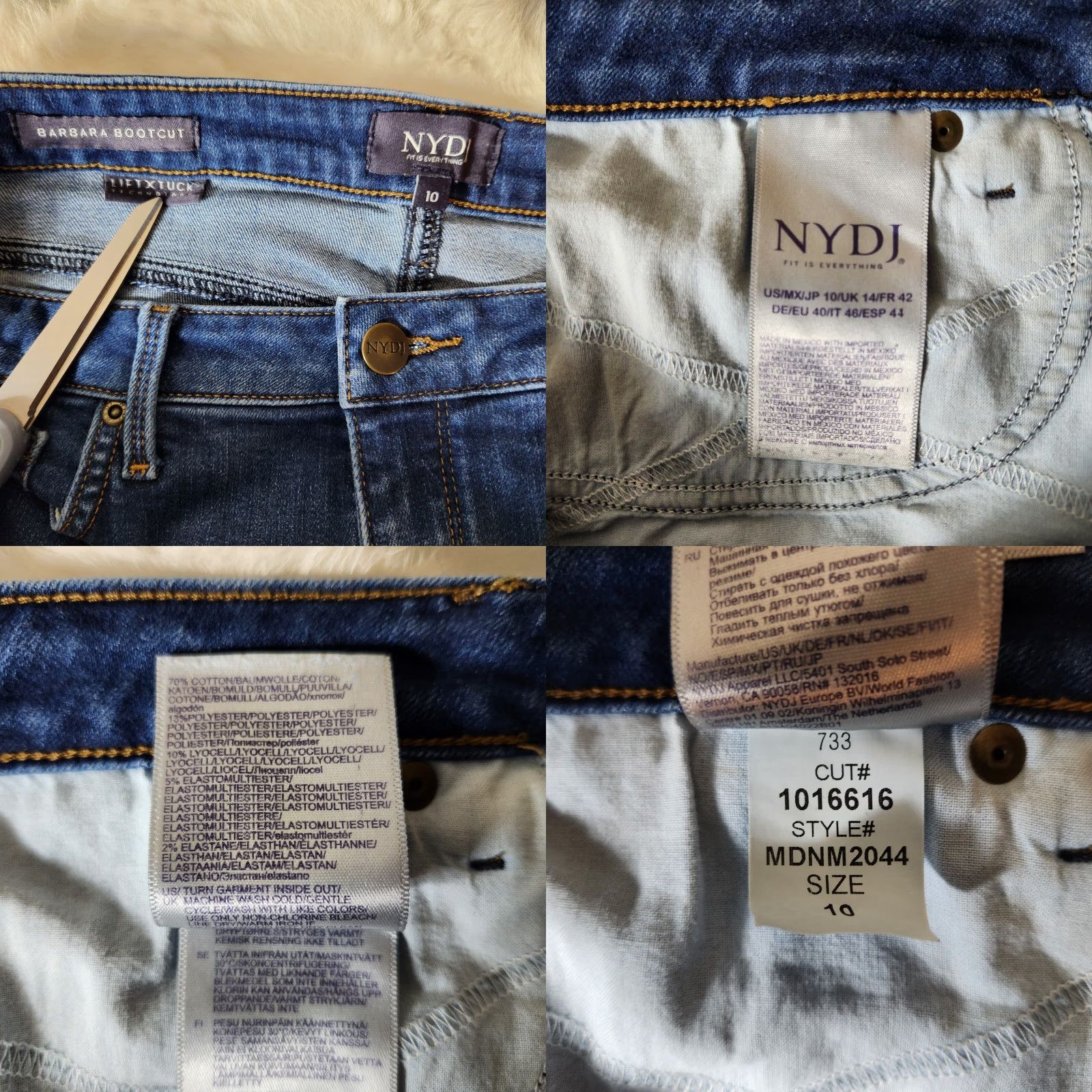 NYDJ NYDJ Barbara Bootcut Lift Tuck High Rise Jeans-Size 10 Womens Blue Denim Stretch Pockets Shaping Regular Rise Hairline? Size 32" / US 10 / IT 46 - 8 Thumbnail