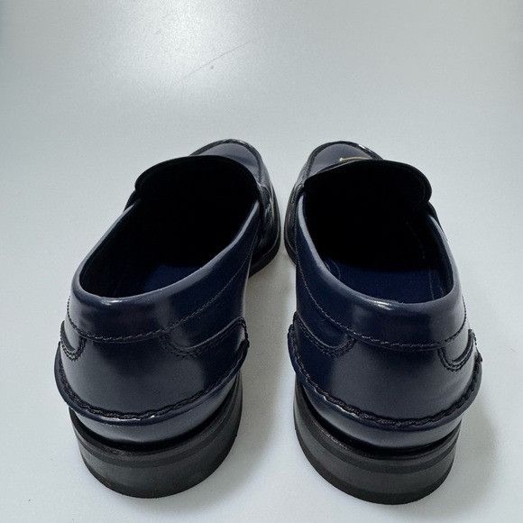Prada Prada Brushed Leather Triangle Logo Loafers Blue Gold Men’s Size US 9 / EU 42 - 3 Thumbnail