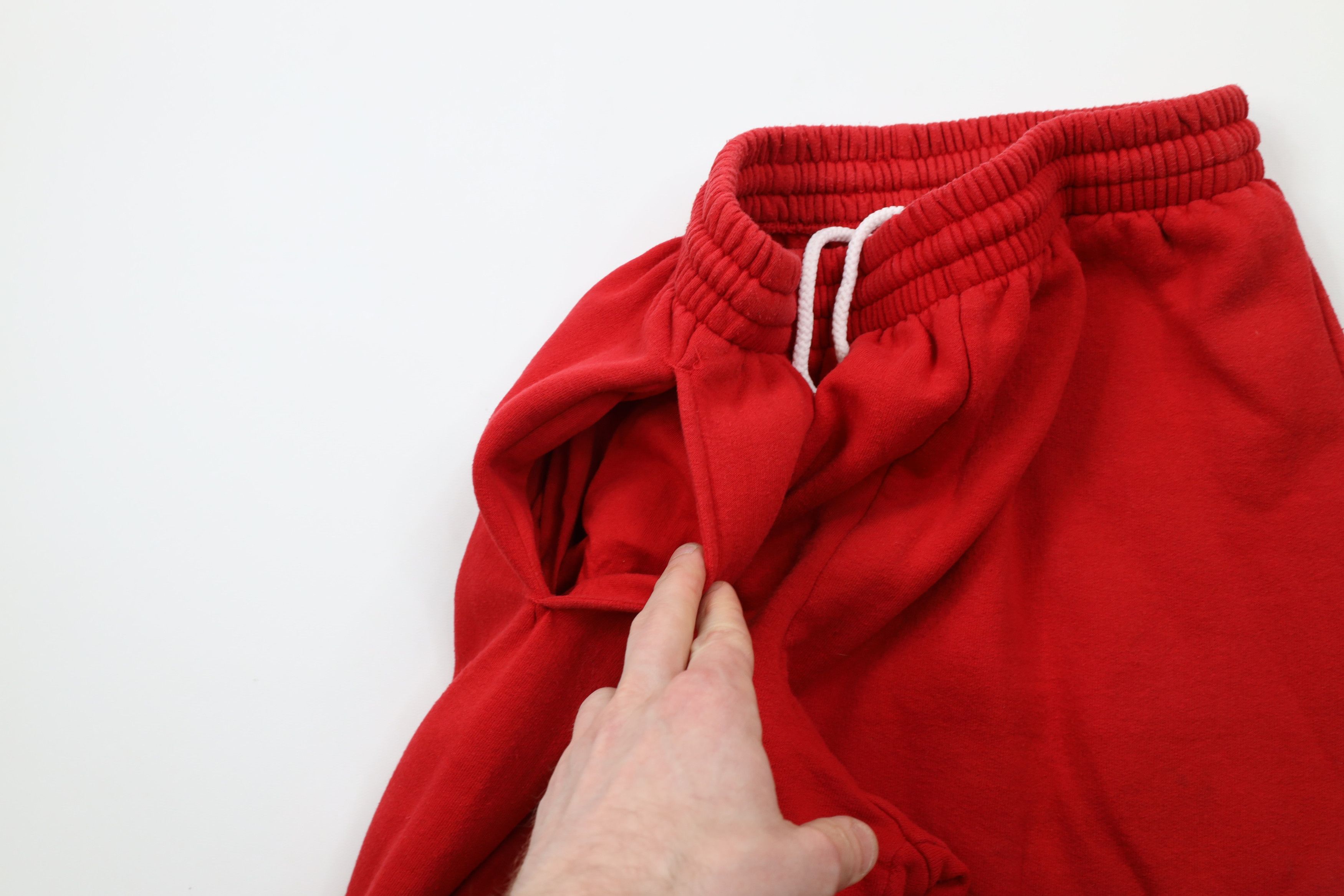 Vintage Vintage 90s Streetwear Blank Cuffed Sweatpants Joggers Red Size US 34 / EU 50 - 7 Thumbnail