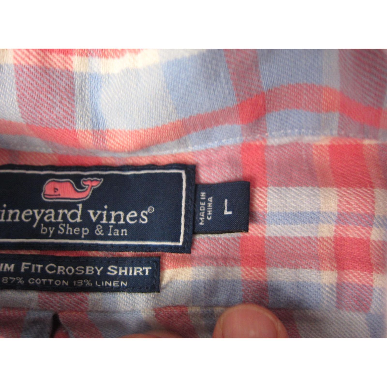 Vineyard Vines Vineyard Vines Shirt Mens Large Blue Pink Slim Fit Crosby Linen Flannel Shirt Mens Size US L / EU 52-54 / 3 - 4 Thumbnail
