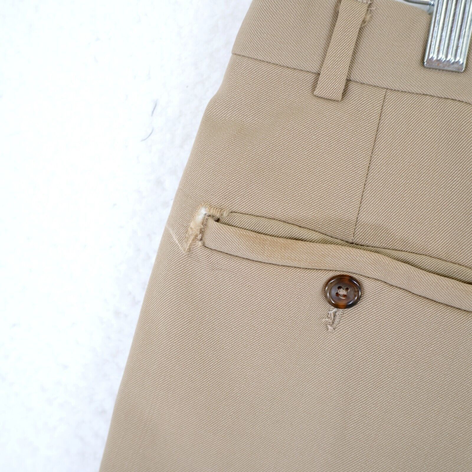 Joseph & Feiss DAMAGED Joseph Feiss Wool Tan 33/30 Dress Pants Mid Rise Ple Size 34R - 4 Thumbnail