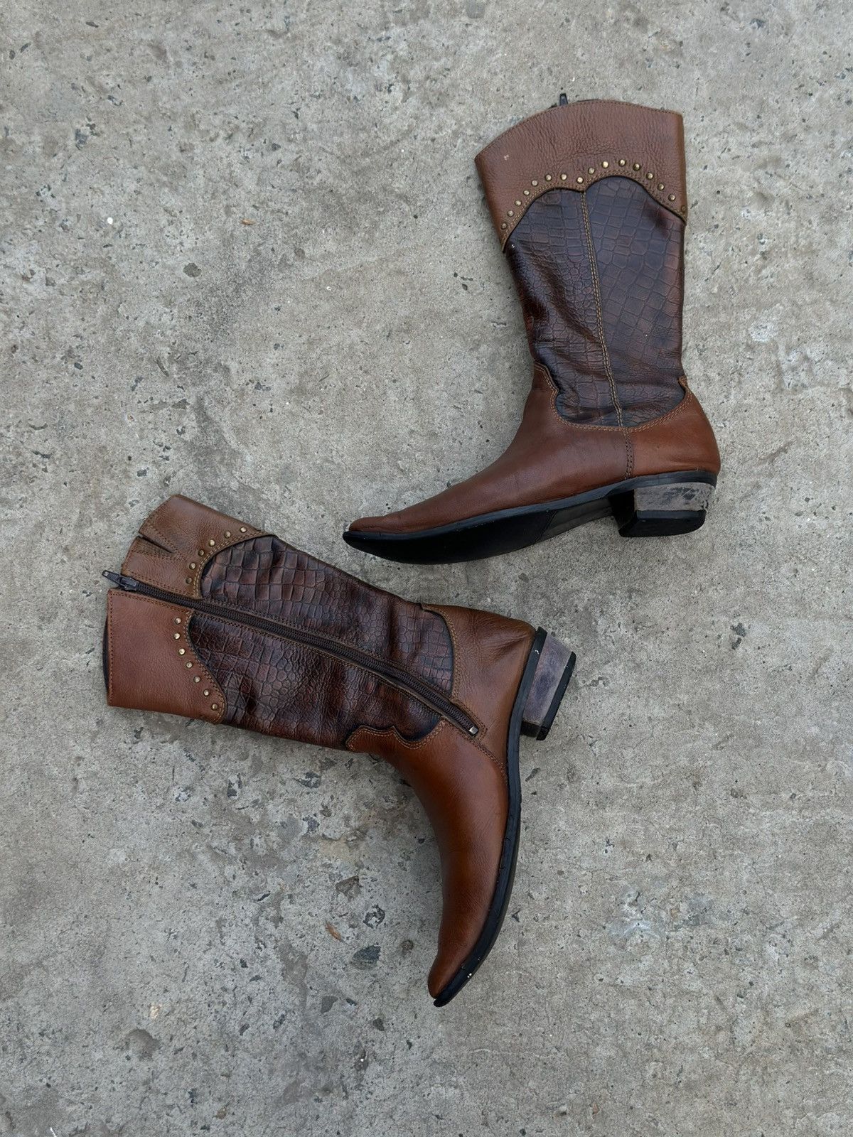 Western Rise Vintage Women’s High Leather Boots Wetsern Cowboy Y2K 00s Size US 7 / IT 37 - 7 Thumbnail