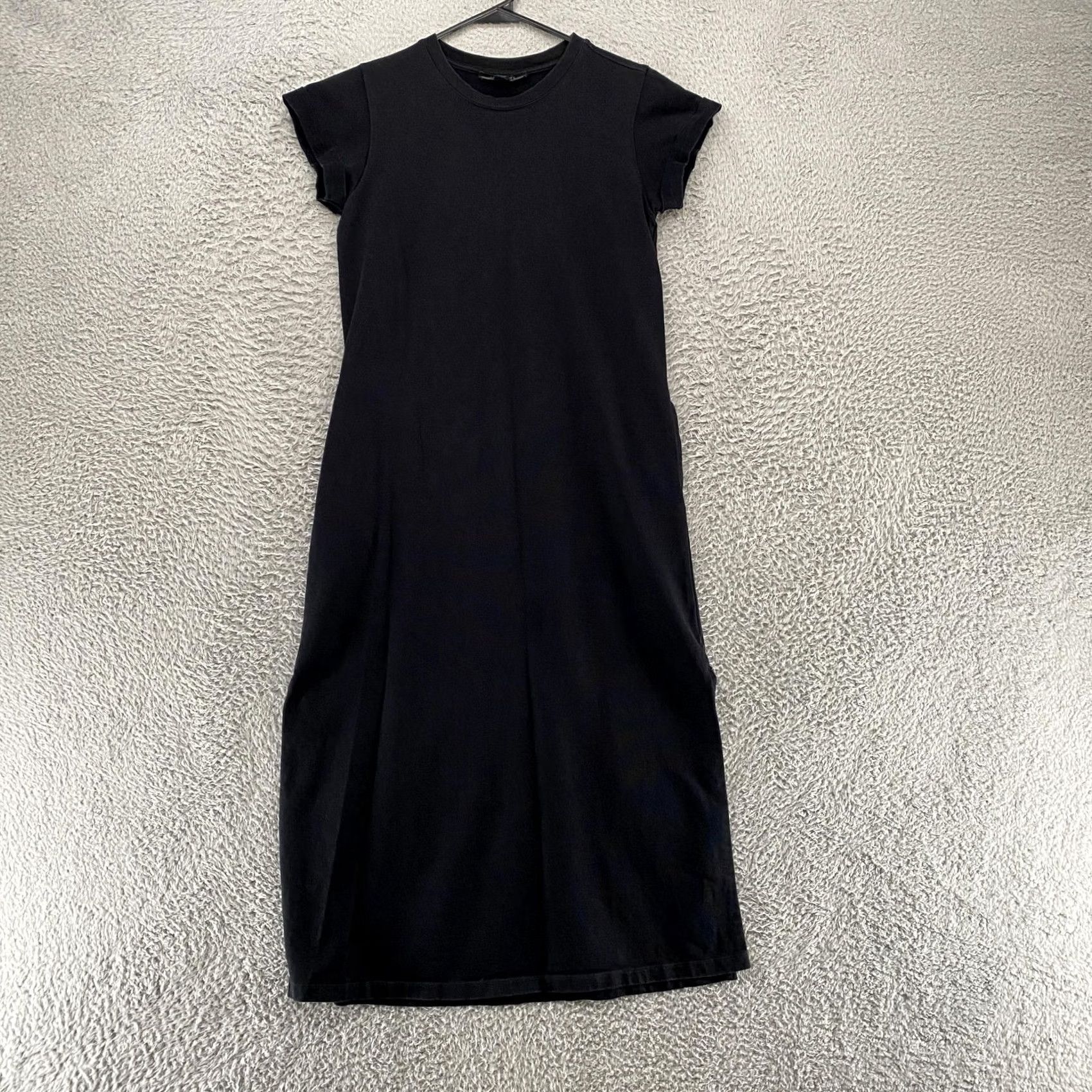 Allsaints VINTAGE AllSaints Shirt Dress Womens 00 Black Cotton Midi Short Sleeve Minimalist Size XXS / US 00 / IT 34 - 2 Thumbnail