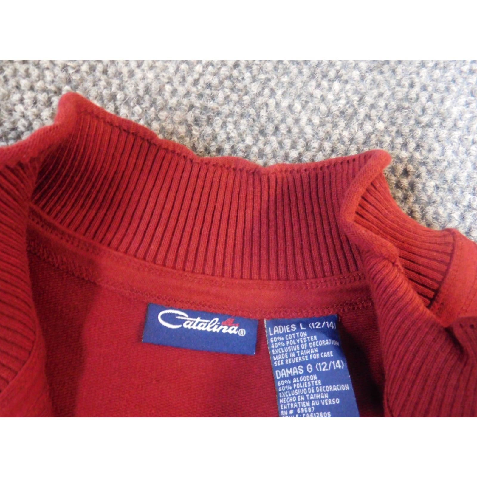 Catalina Catalina Sweater Full Zip Womens Large Red Stretch Knit Regular Ruffle Acrylic Cotton Polyester 3-Color No, wait Size L / US 10 / IT 46 - 6 Thumbnail