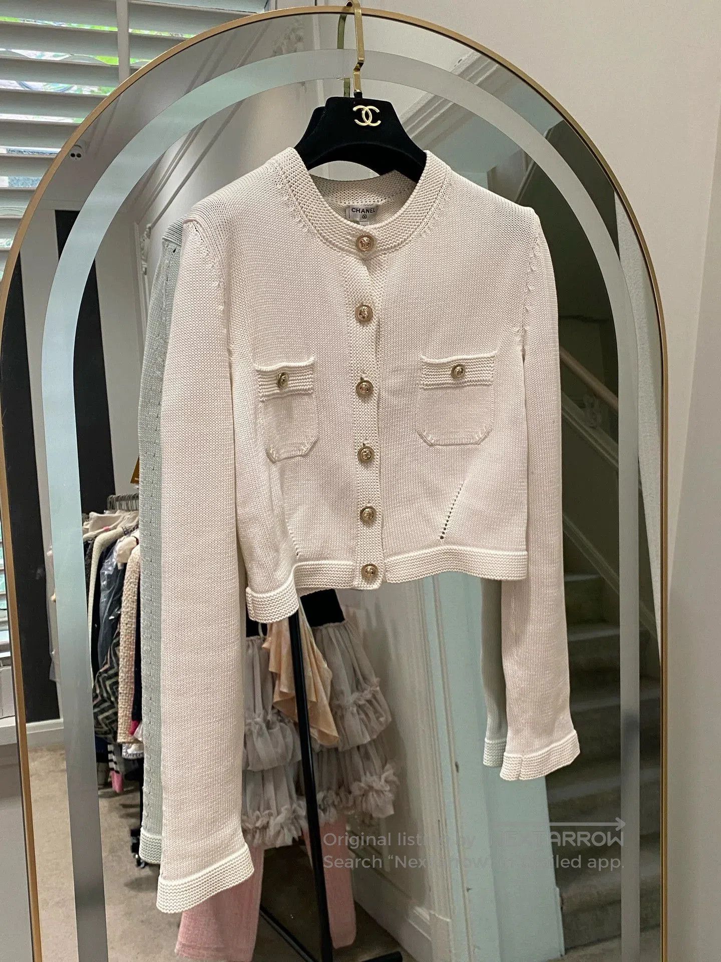 Chanel 21 Equestrian White Knit Cardigan.