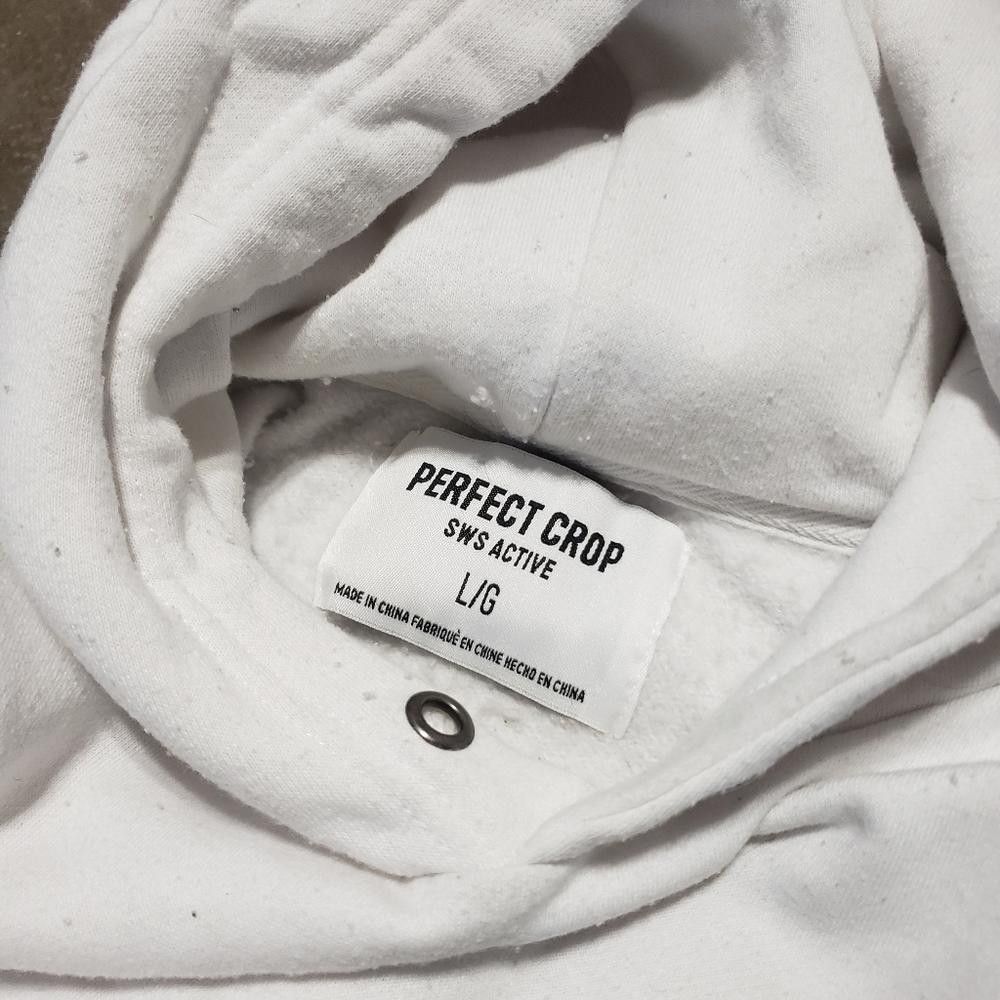 Designer White Perfect Crop SWS Active Hoodie Long Sleeve Size L / US 10 / IT 46 - 4 Thumbnail