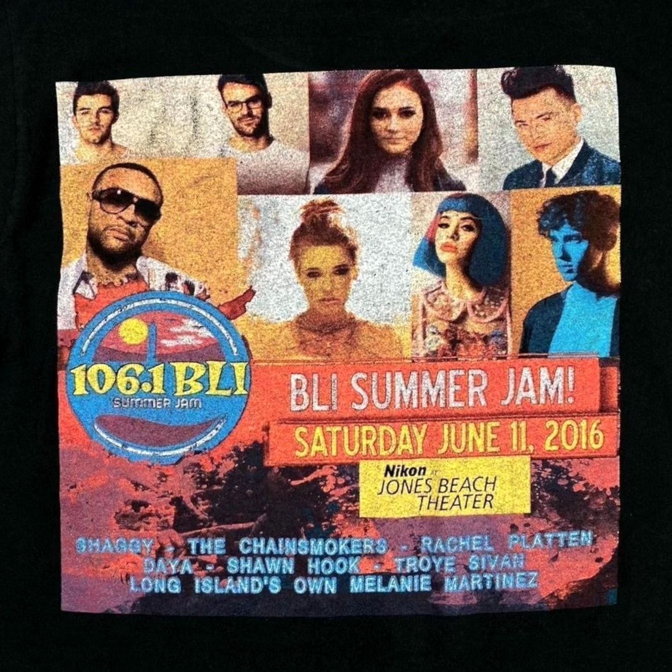 DANCER BLI Summer Jam (2016) Hip Hop Rap Pop Dance Music Festival T-Shirt Medium Black Graphic Print Front and Back Mens Shirt Size US M / EU 48-50 / 2 - 3 Thumbnail