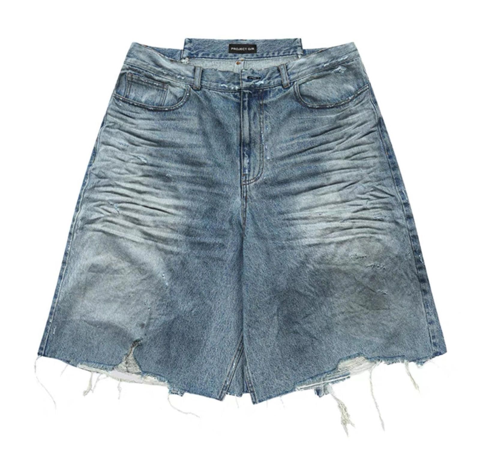 Jean × Vintage Washed Whiskers Distressed Jorts Size US 33 - 5 Thumbnail