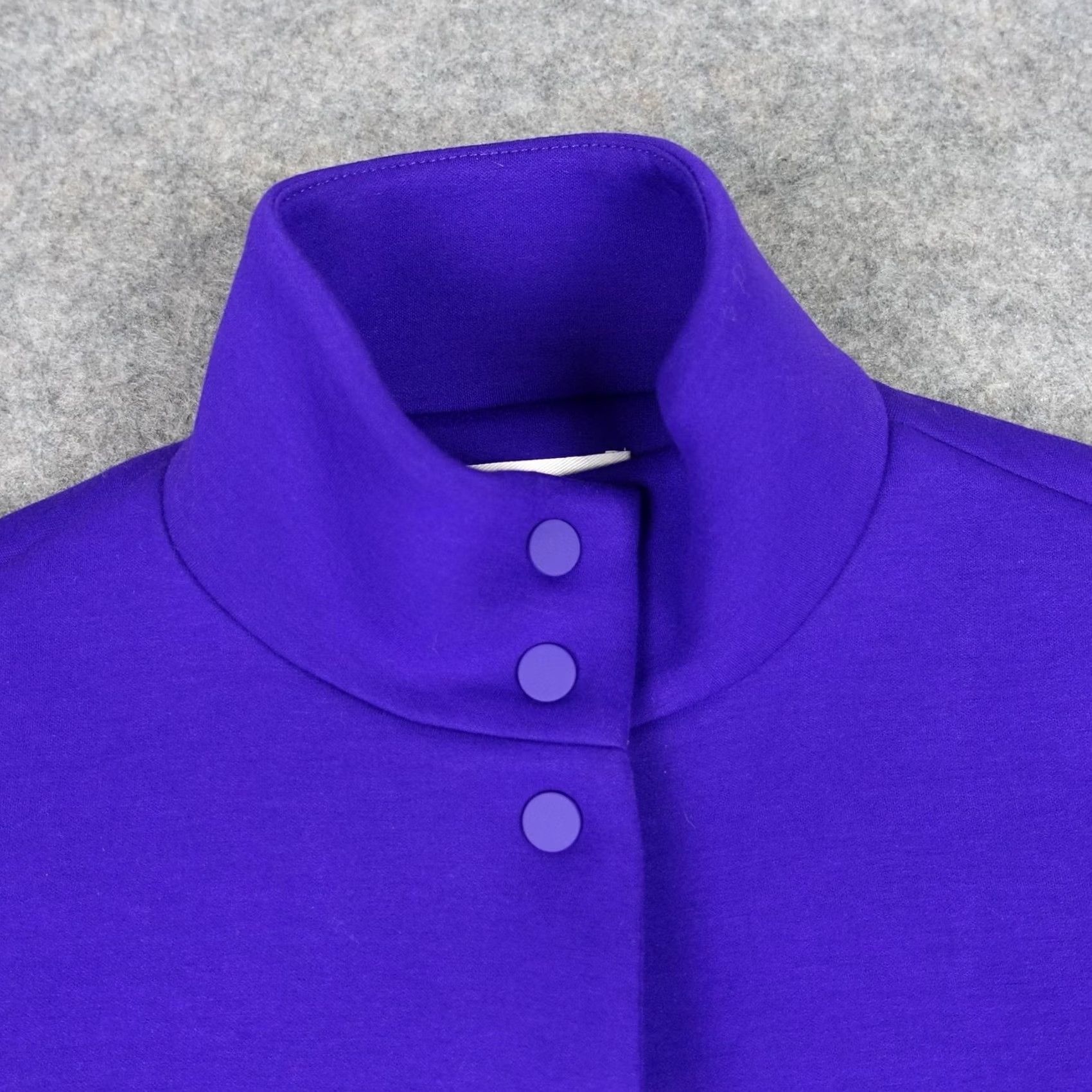 Vintage Psophía Coat Womens XL Purple Knit Snap Front 3/4 Sleeve Mid Length Collared Size XL / US 12-14 / IT 48-50 - 2 Thumbnail