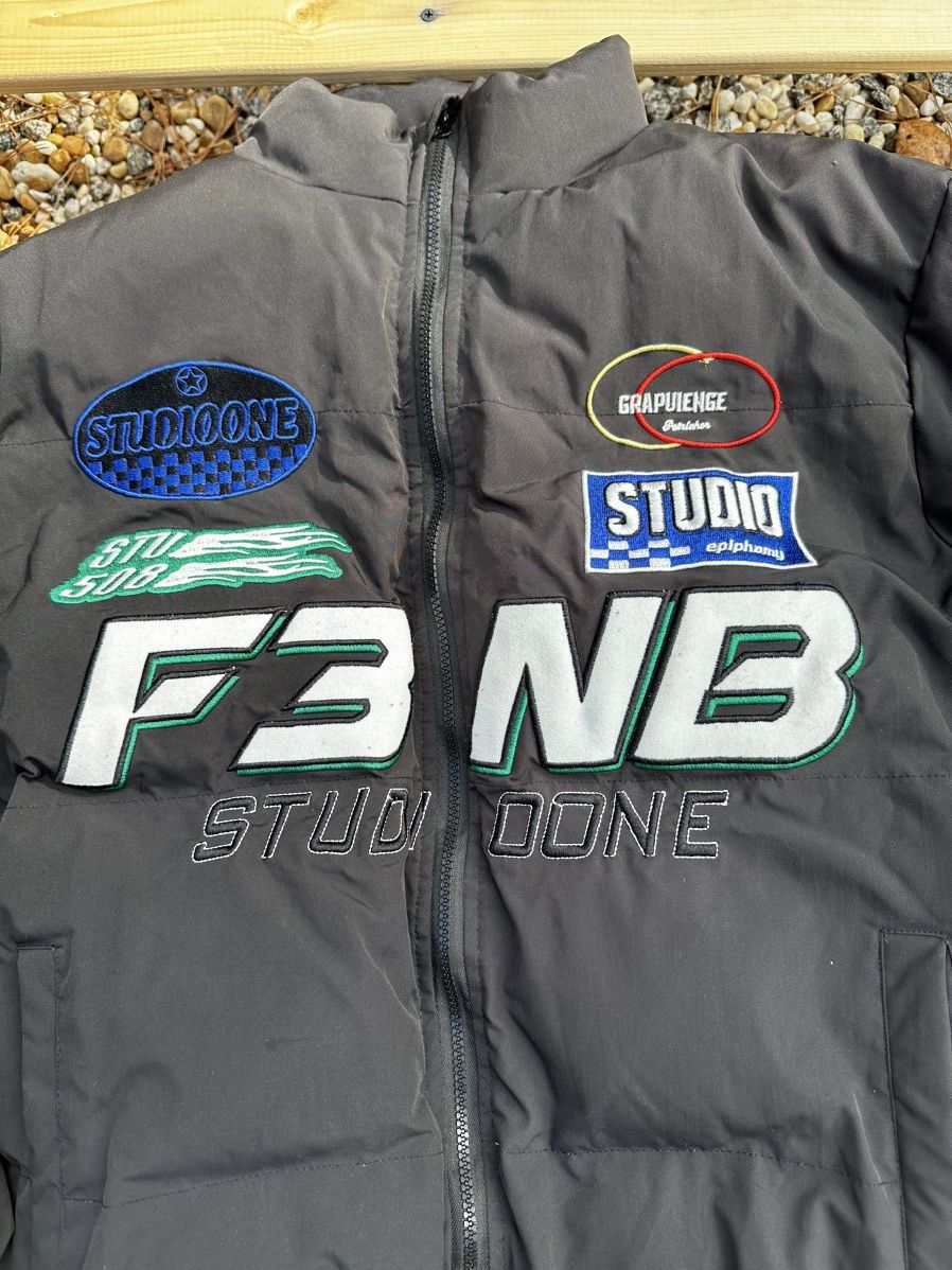 Vintage Vintage Black Racing Puffer Jacket Size US L / EU 52-54 / 3 - 2 Thumbnail