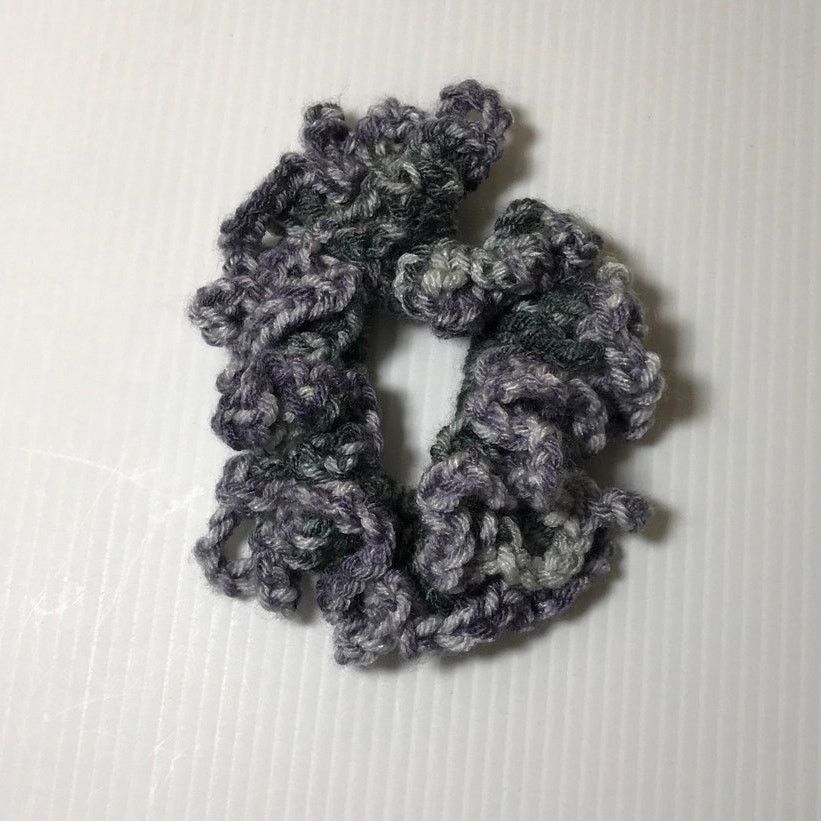 Handmade NWT Purple Gray Handmade Crocheted Hair Scrunchie by Dawny Size ONE SIZE - 1 Thumbnail