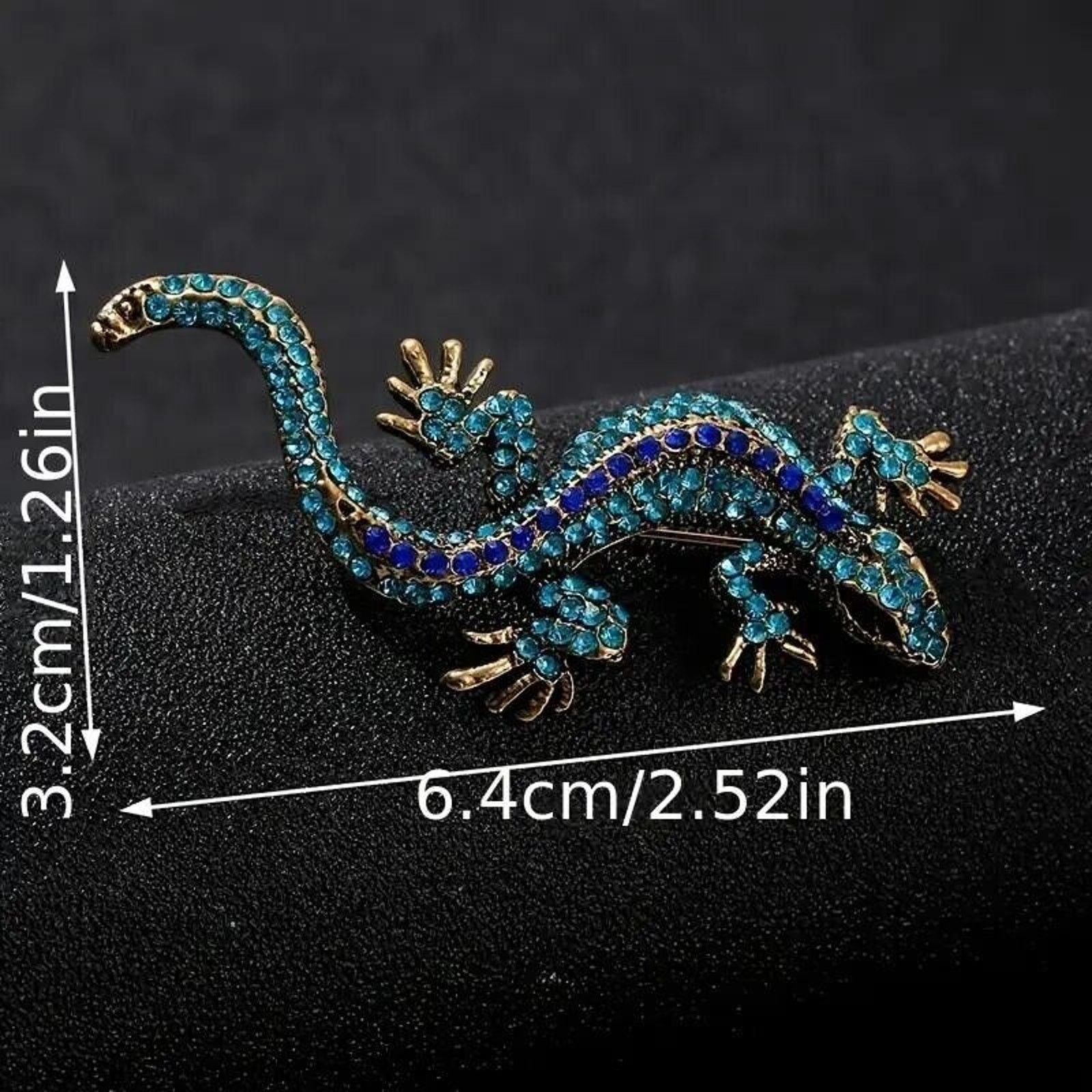 Other Salamander Lizard Gecko Brooch Blue Rhinestones Size ONE SIZE - 6 Thumbnail