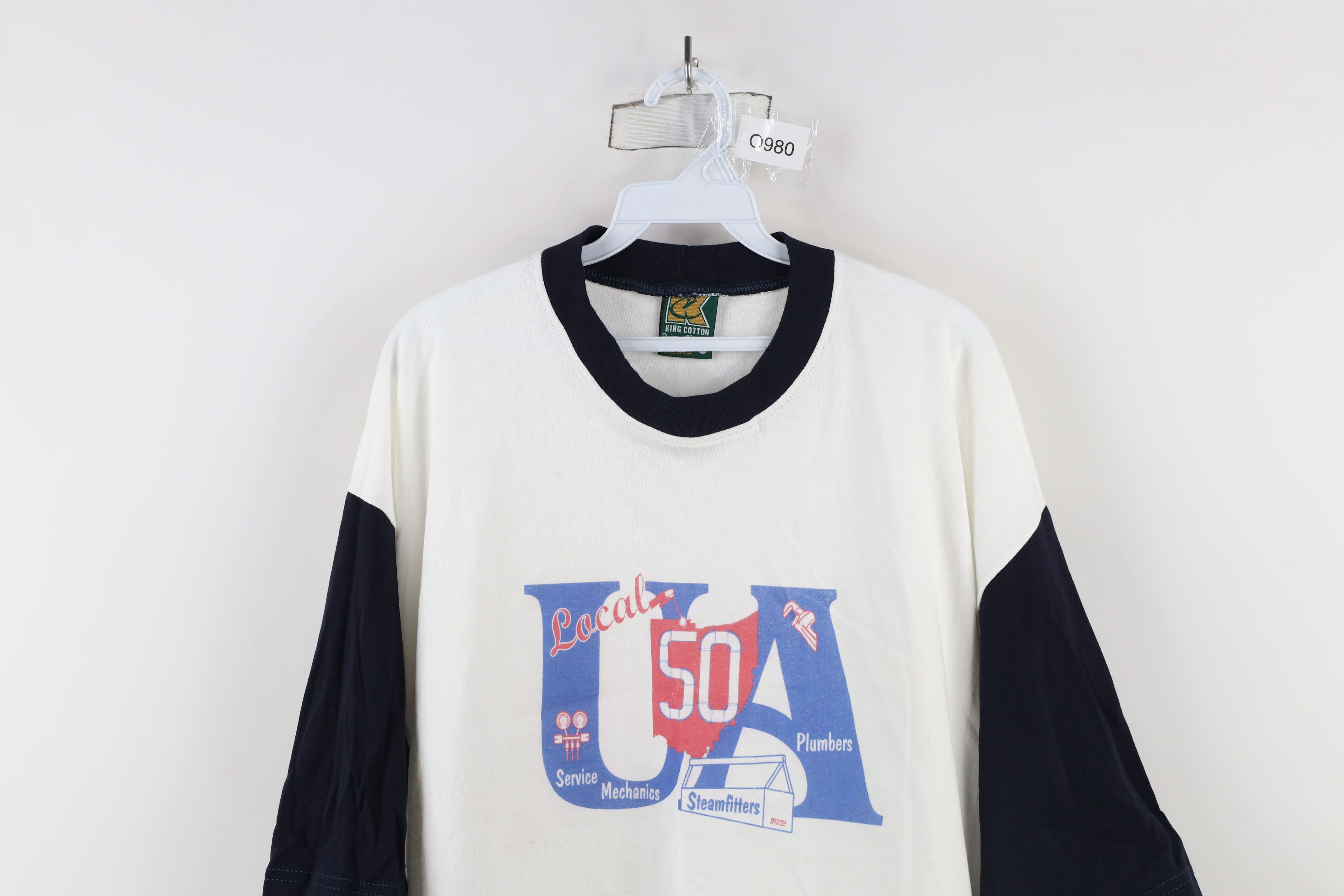 Vintage Vintage 90s Union Made Steamfitters Plumbers Raglan T-Shirt Size US XL / EU 56 / 4 - 2 Thumbnail