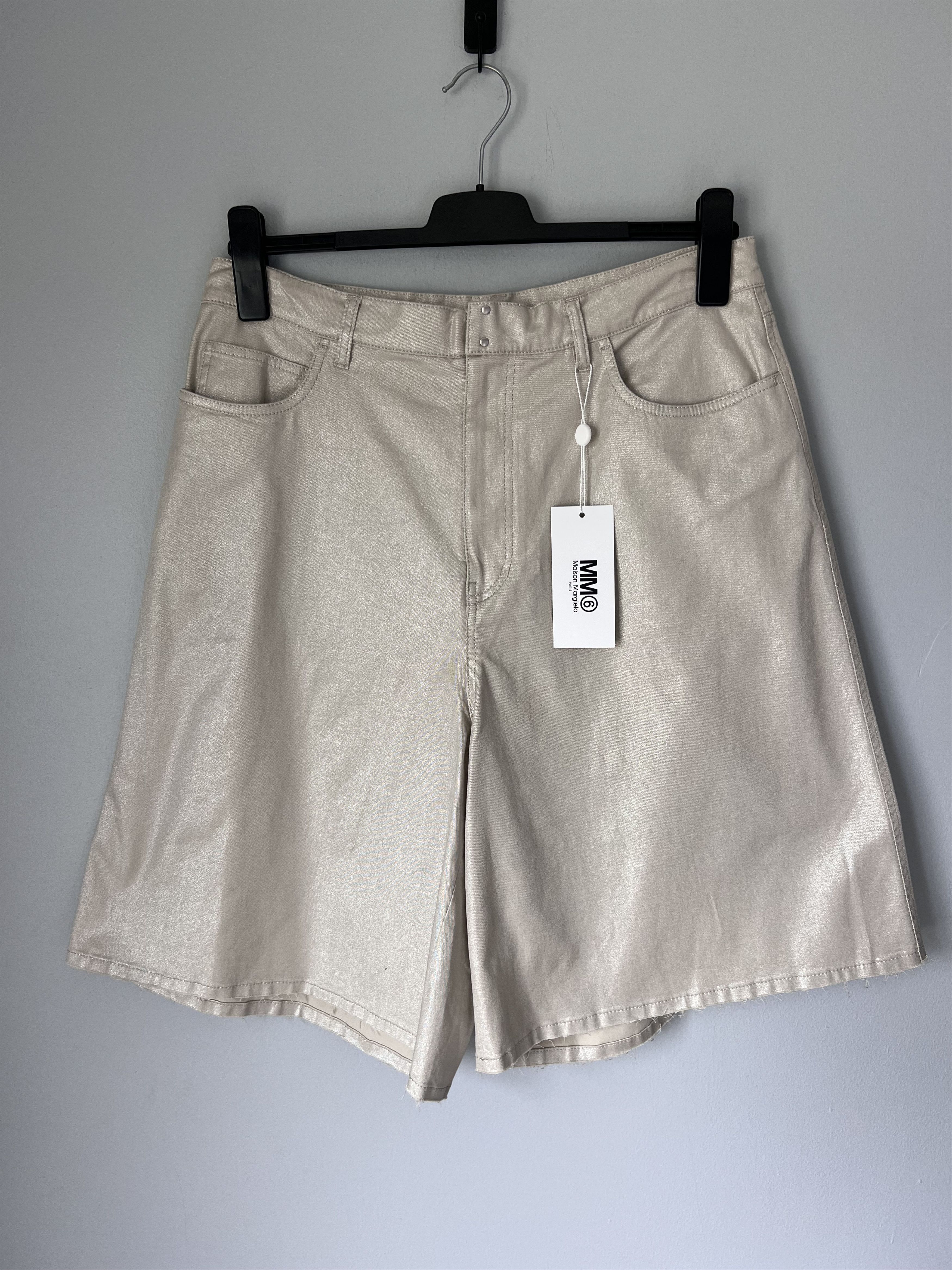MM6 Maison Margiela Denim Shorts in Silver