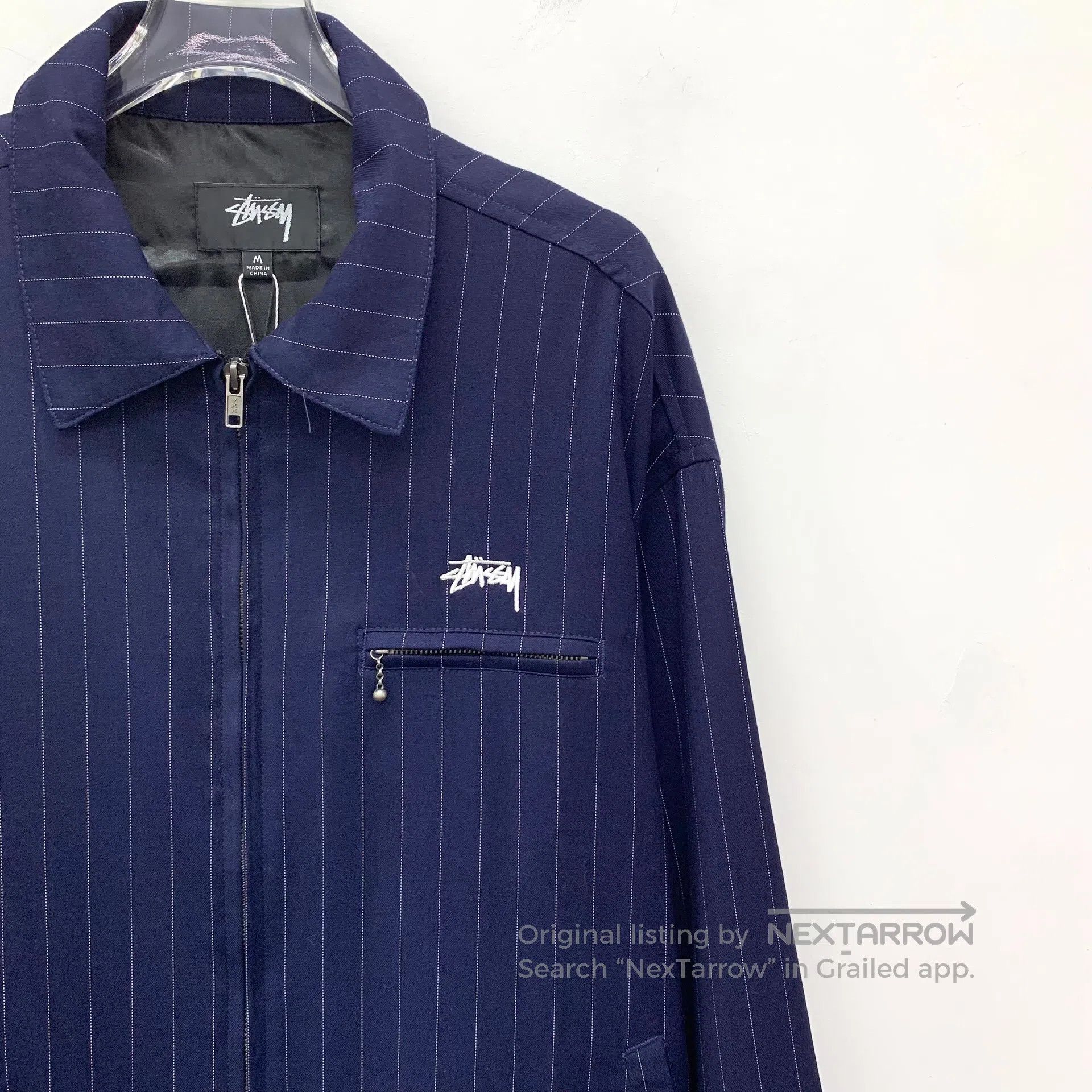 Stussy Stussy Dark Blue Logo Embroidered Vertical Striped Collar Size US M / EU 48-50 / 2 - 3 Thumbnail