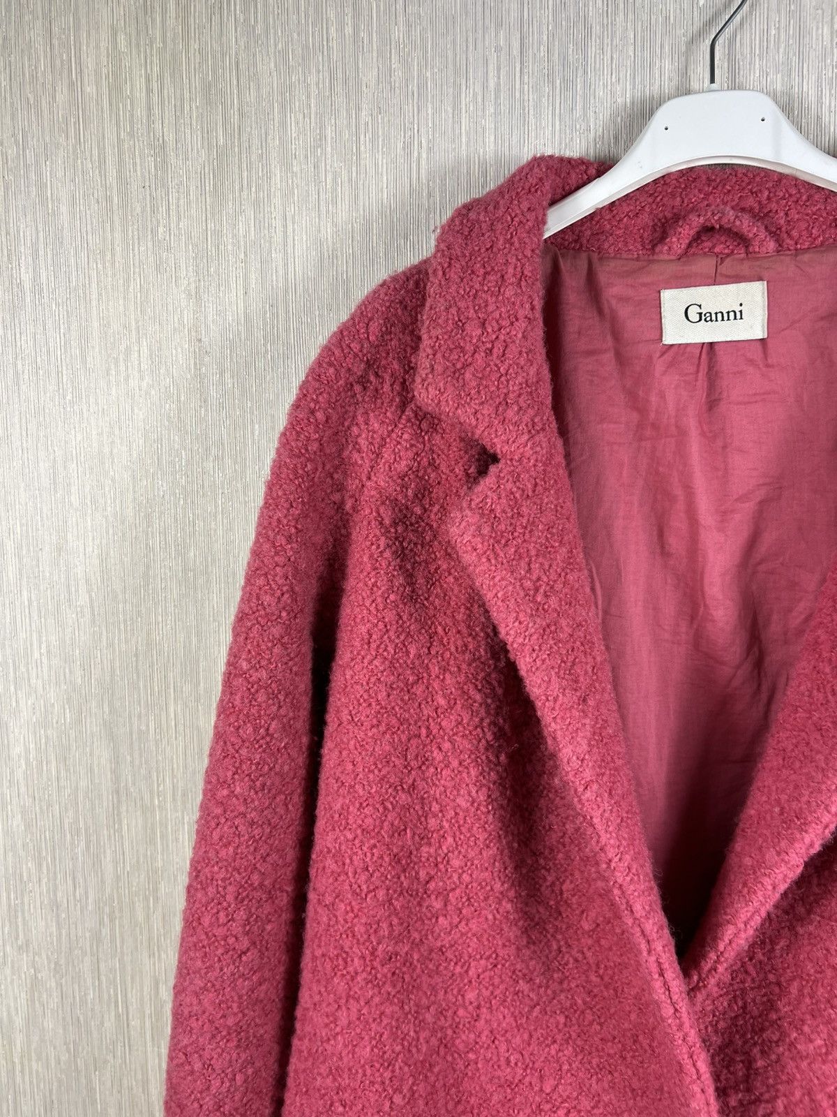 Ganni Ganni programme teddy long tied coat sherpa wool nylon pink Size M / US 6-8 / IT 42-44 - 5 Thumbnail
