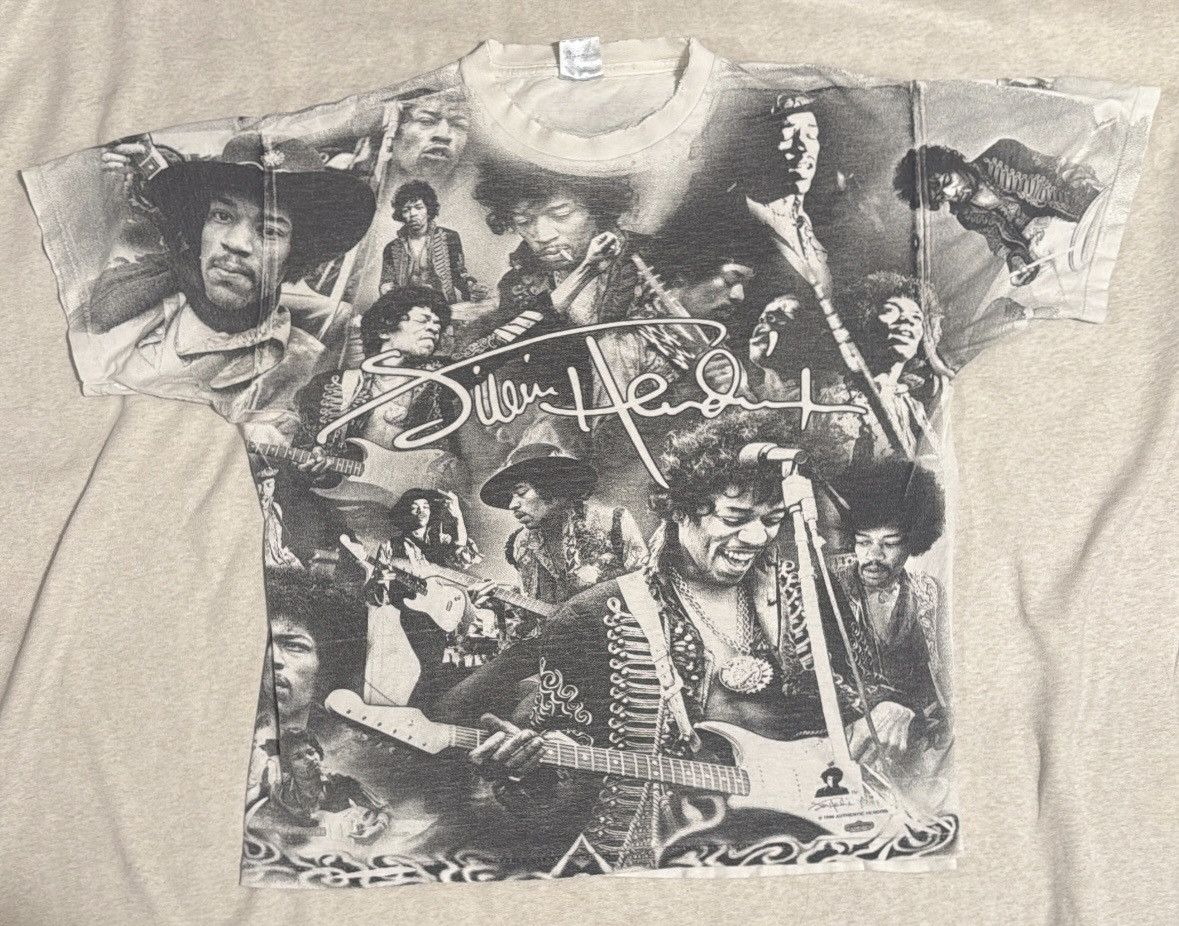 Jimi Hendrix Vintage 1996 Jimi Hendrix AOP T-shirt Large Grail! Size US L / EU 52-54 / 3 - 1 Thumbnail