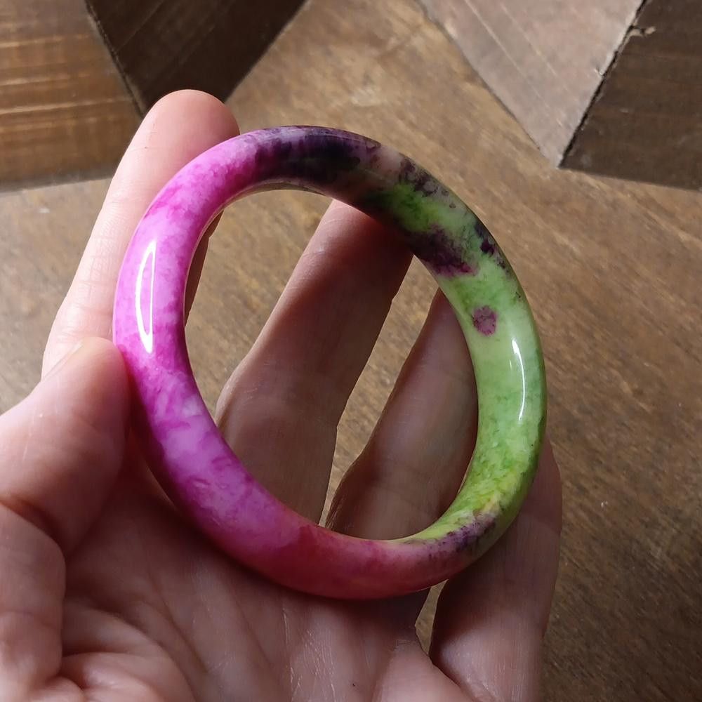 Designer Genuine Peacock Jade Bangle Bracelet Size ONE SIZE - 3 Thumbnail
