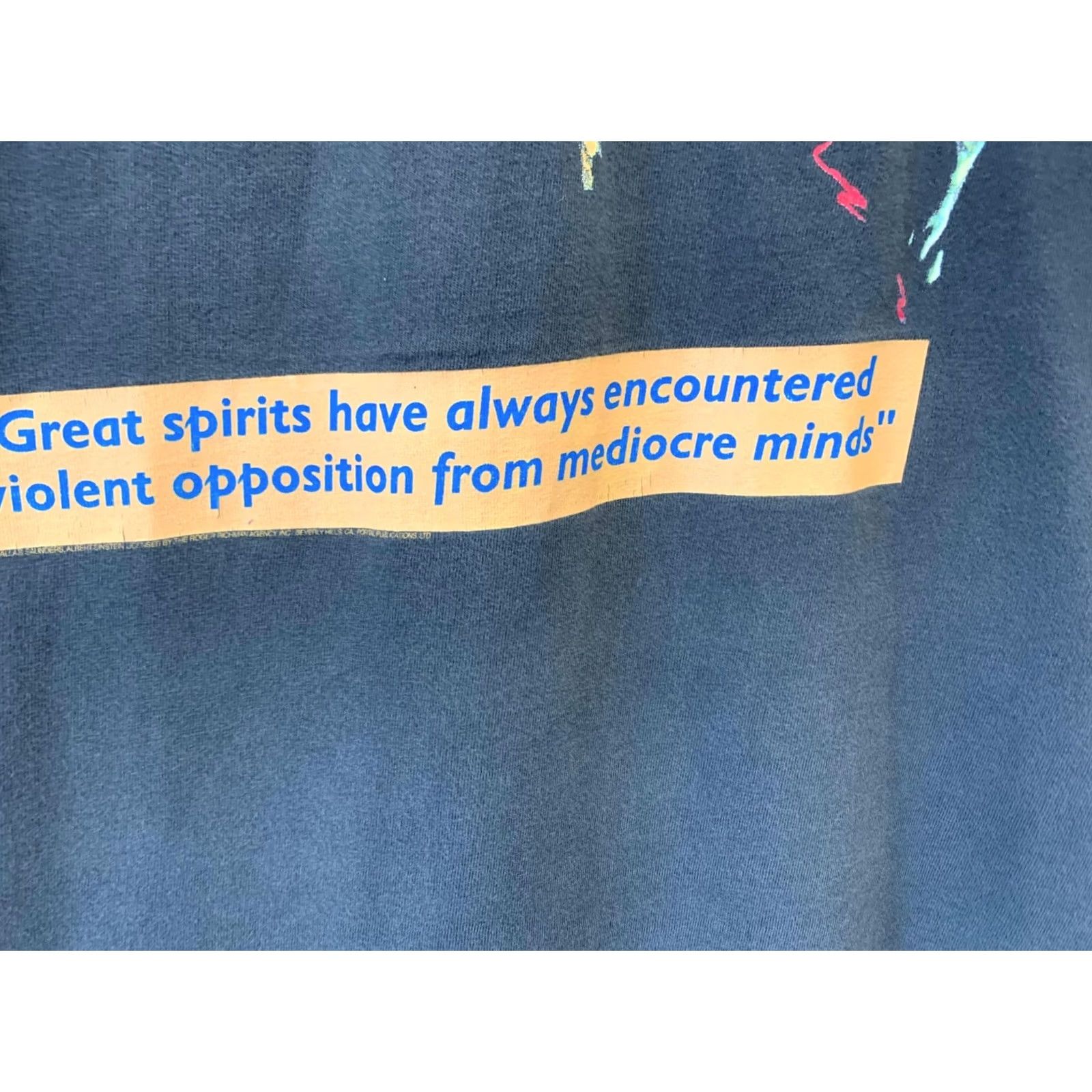 Hanes VINTAGE Albert Einstein Great Spirits Quote T-Shirt Hanes XL Blue Mens 90s Shirt Size US XL / EU 56 / 4 - 5 Thumbnail