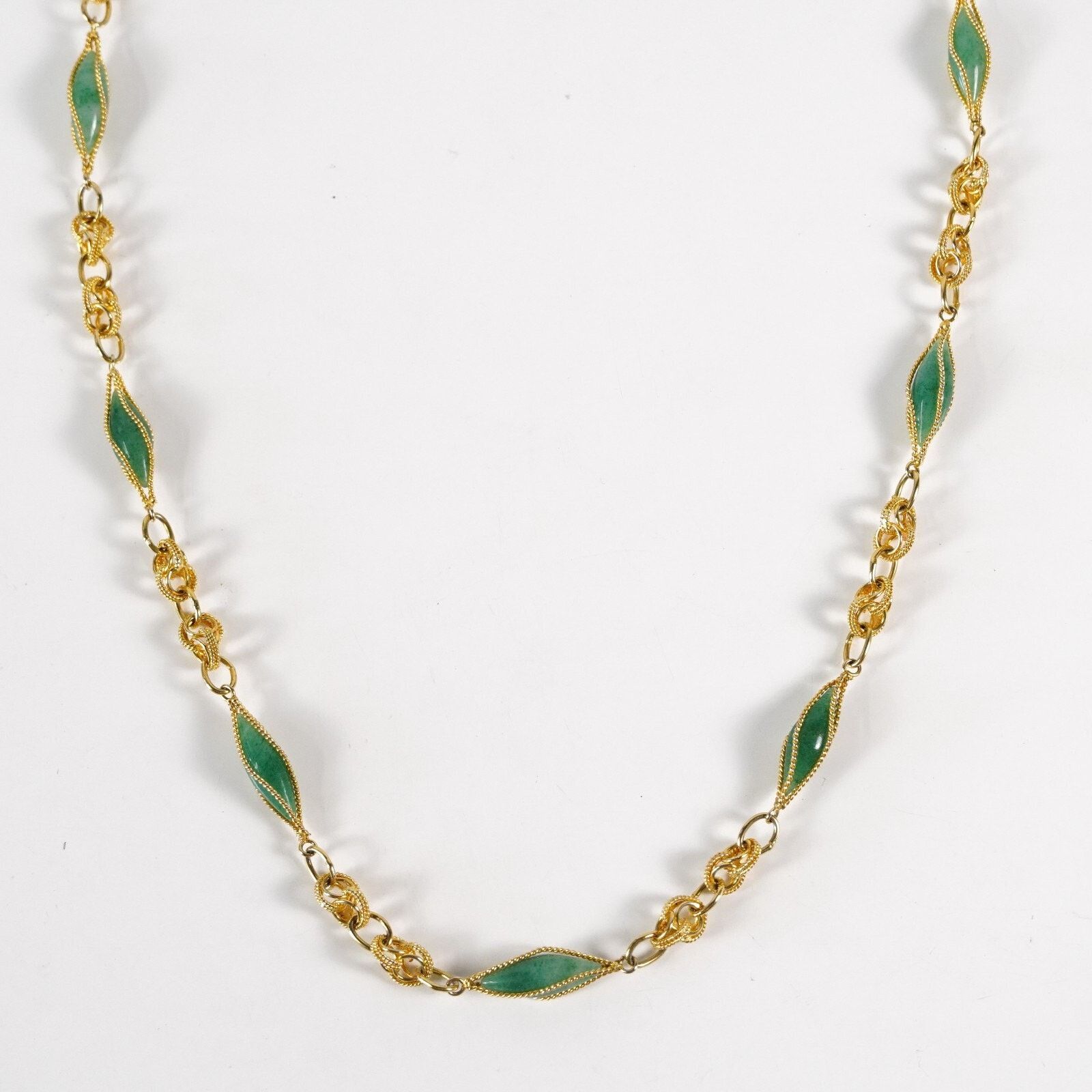 Other Vintage Gold & Green Stone Beaded Chain Necklace Jewelry Size ONE SIZE - 2 Thumbnail
