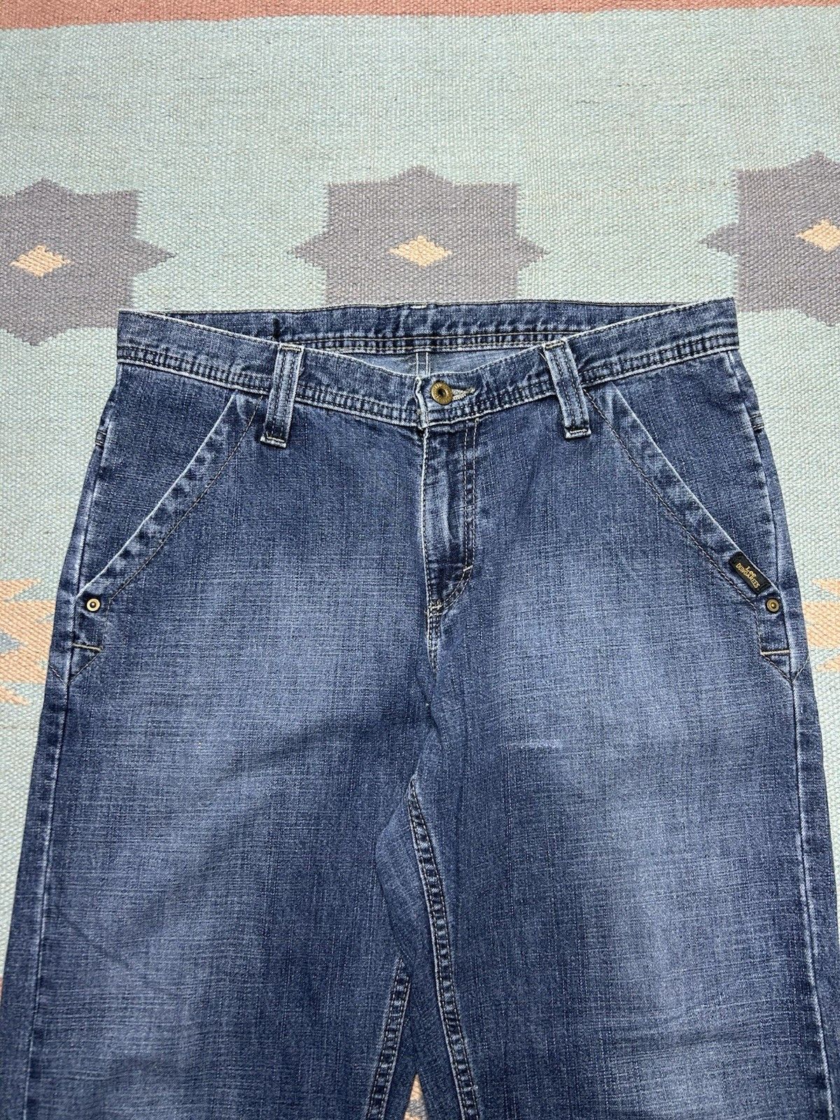 Vintage y2k Lee dungaree jeans buddy Lee workwear dark baggy 33x32 Size US 33 - 6 Thumbnail