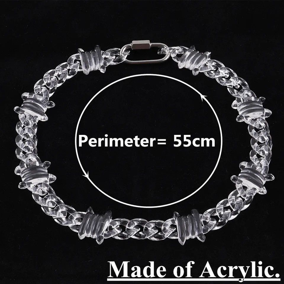 Jewelry FishSheep Rock Punk Transparent Acrylic ThornsChain Necklace Size ONE SIZE - 3 Thumbnail