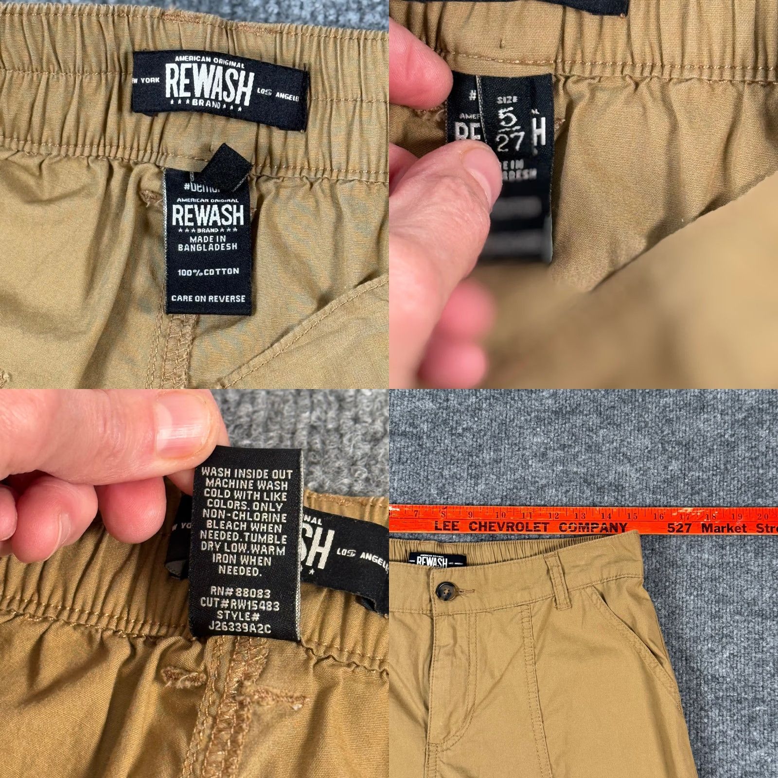 Vintage American Rewash Tan Cargo Pants Regular Size 5 Cotton Utility Track Size 27" / US 4 / IT 40 - 8 Thumbnail