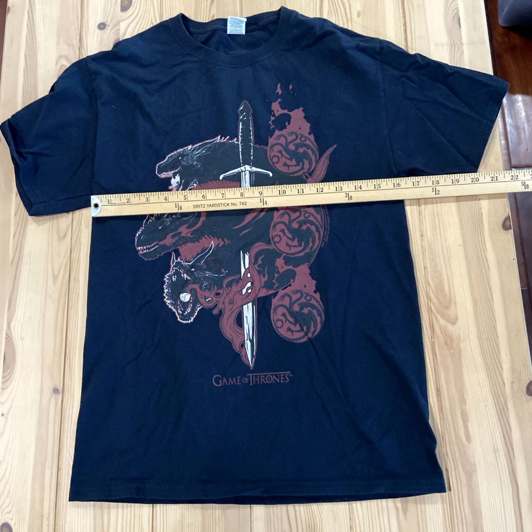 Vintage Game of Thrones T-Shirt Mens Crew Neck Short Sleeve S Black Dragon Targaryen Drogon Shirt Size US S / EU 44-46 / 1 - 6 Thumbnail