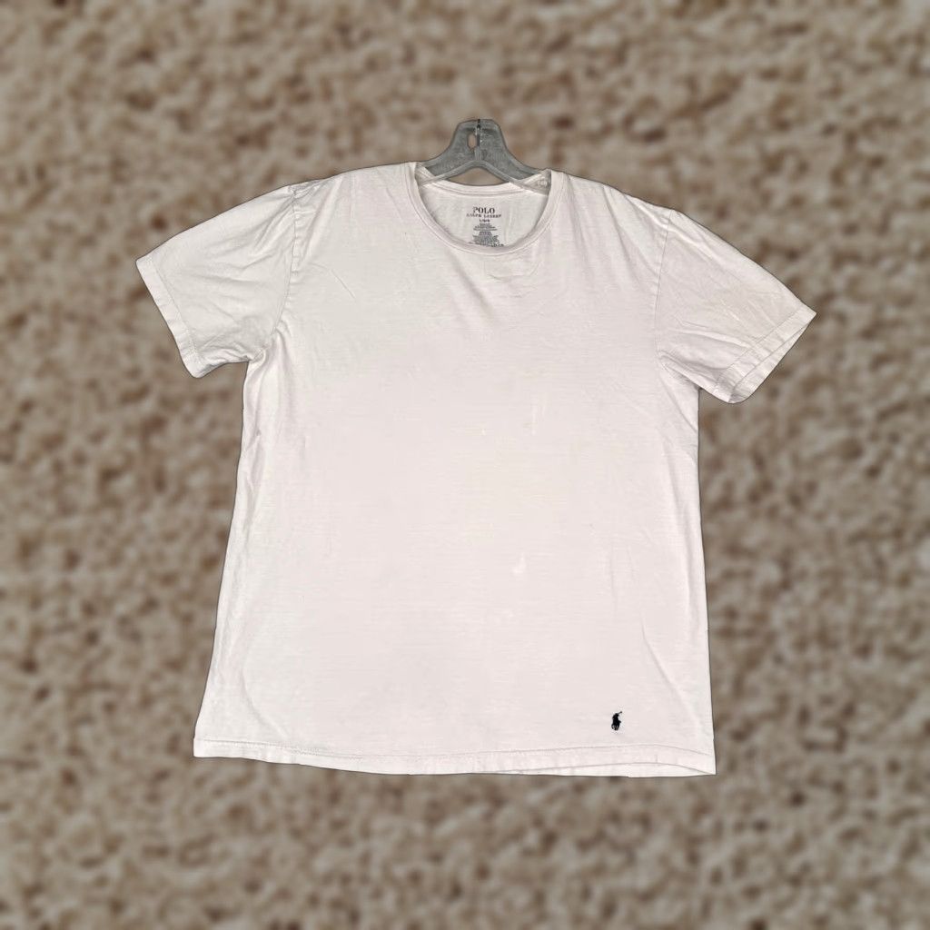 Ralph Lauren VINTAGE Ralph Lauren Shirt Mens Adult Large White 100% Cotton Short Sleeve Crew Neck Embroidered Logo Classic Polo 90s Sports Size US L / EU 52-54 / 3 - 1 Thumbnail