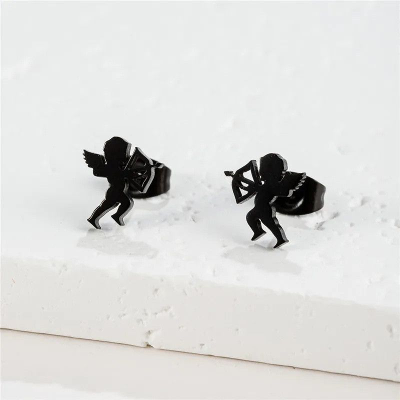 Jewelry Romantic Cupid Angel Stud Earrings Charm Earring Gift Size ONE SIZE - 1 Preview