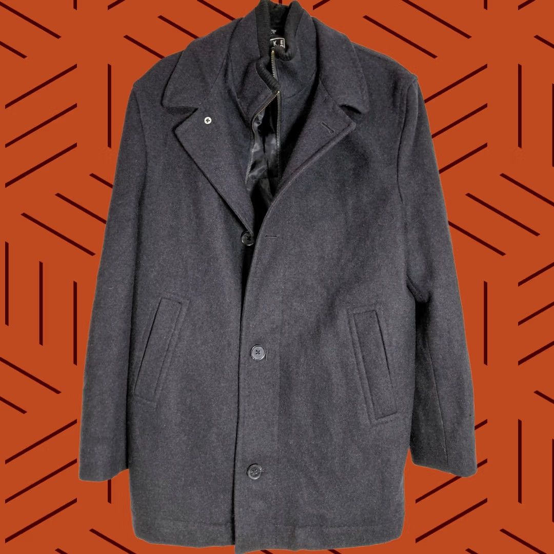 Ike Behar IKE BEHAR NEW YORK Wool Blend Coat Black Solid Long Sleeve Men Size XL Size US XL / EU 56 / 4 - 1 Thumbnail