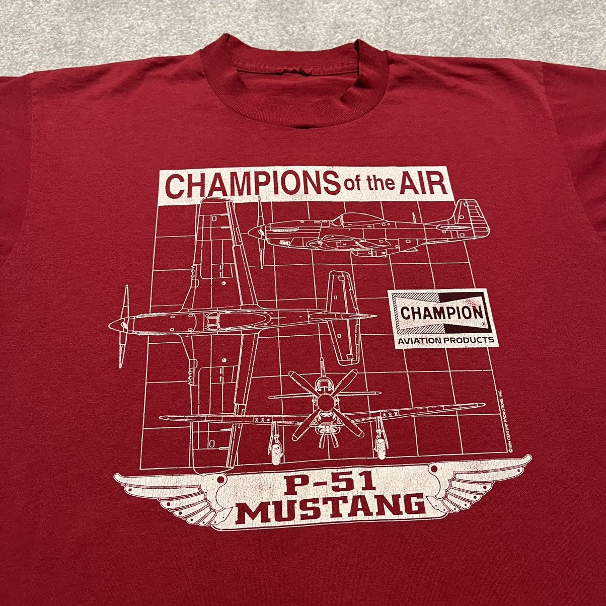 Vintage Vintage Champions of the Air P-51 Mustang Fighter Plane Tee Size US L / EU 52-54 / 3 - 2 Thumbnail