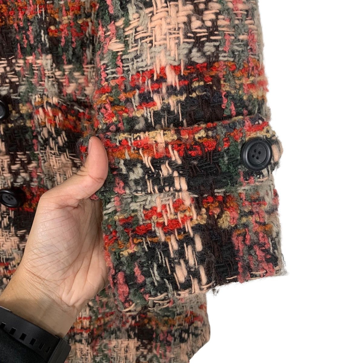 Japanese Brand RAISON Made in Japan Checkered Tweed Long Coat #1811-C20 Size S / US 4 / IT 40 - 14 Thumbnail