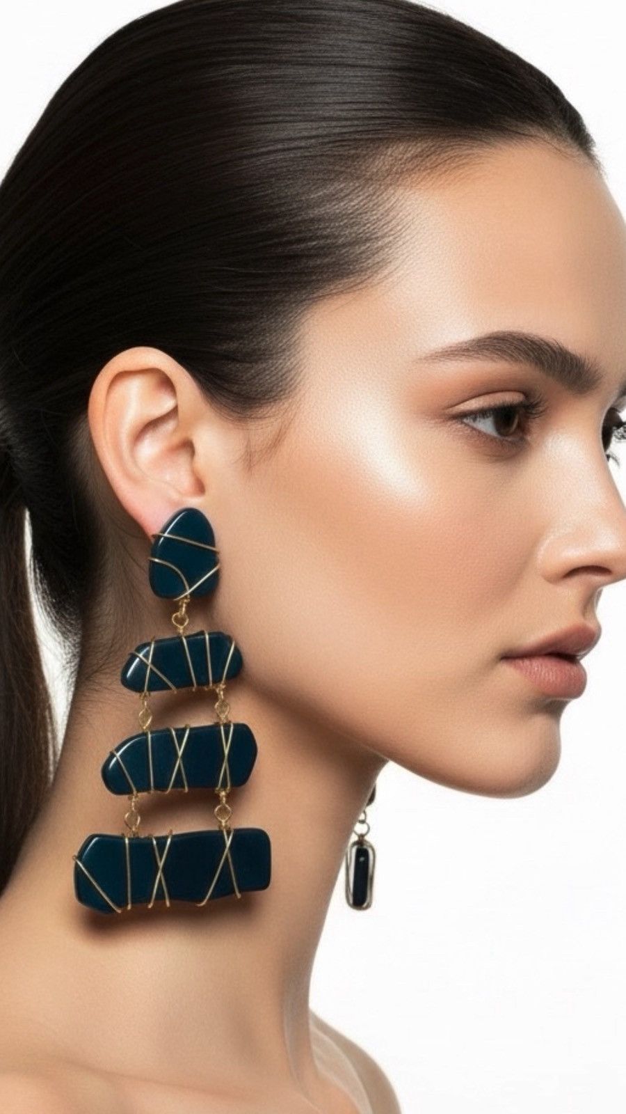 Tom Ford Tom Ford Wired Plexiglass Chandelier Earrings In Black Gold Size ONE SIZE - 2 Thumbnail