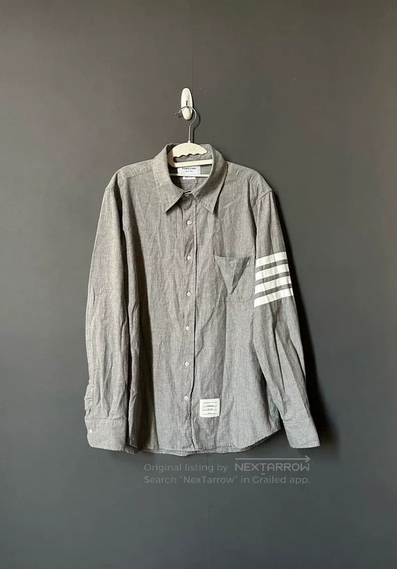 Thom Browne Thom Browne Gray Sleeve Logo Shirt Size US L / EU 52-54 / 3 - 1 Thumbnail