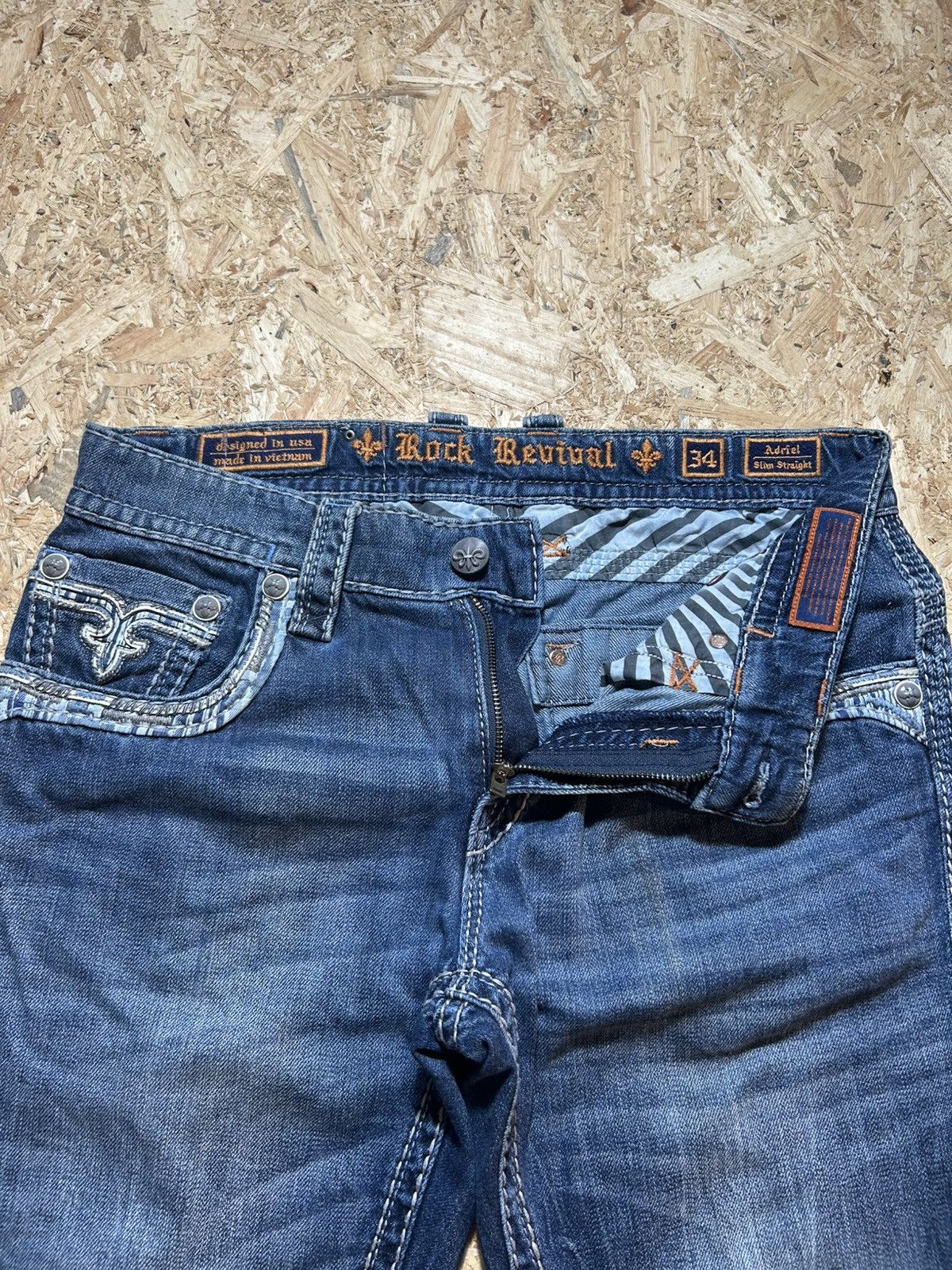 Rock Revival Rock Revival Blue Medium Wash Straight Fit Jeans Size US 36 / EU 52 - 5 Thumbnail