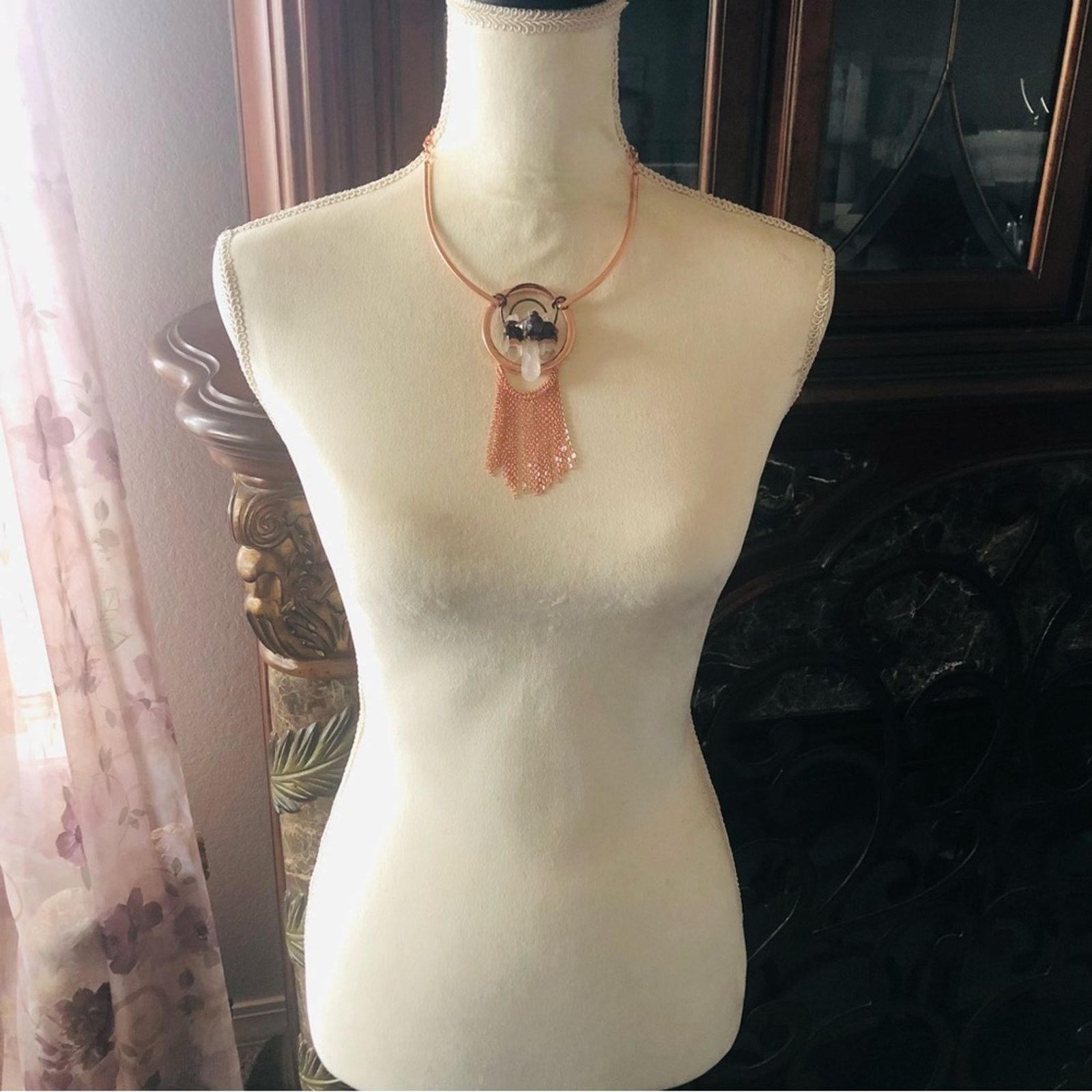 Handmade Handcrafted copper amethyst clear quartz necklace Size ONE SIZE - 5 Thumbnail