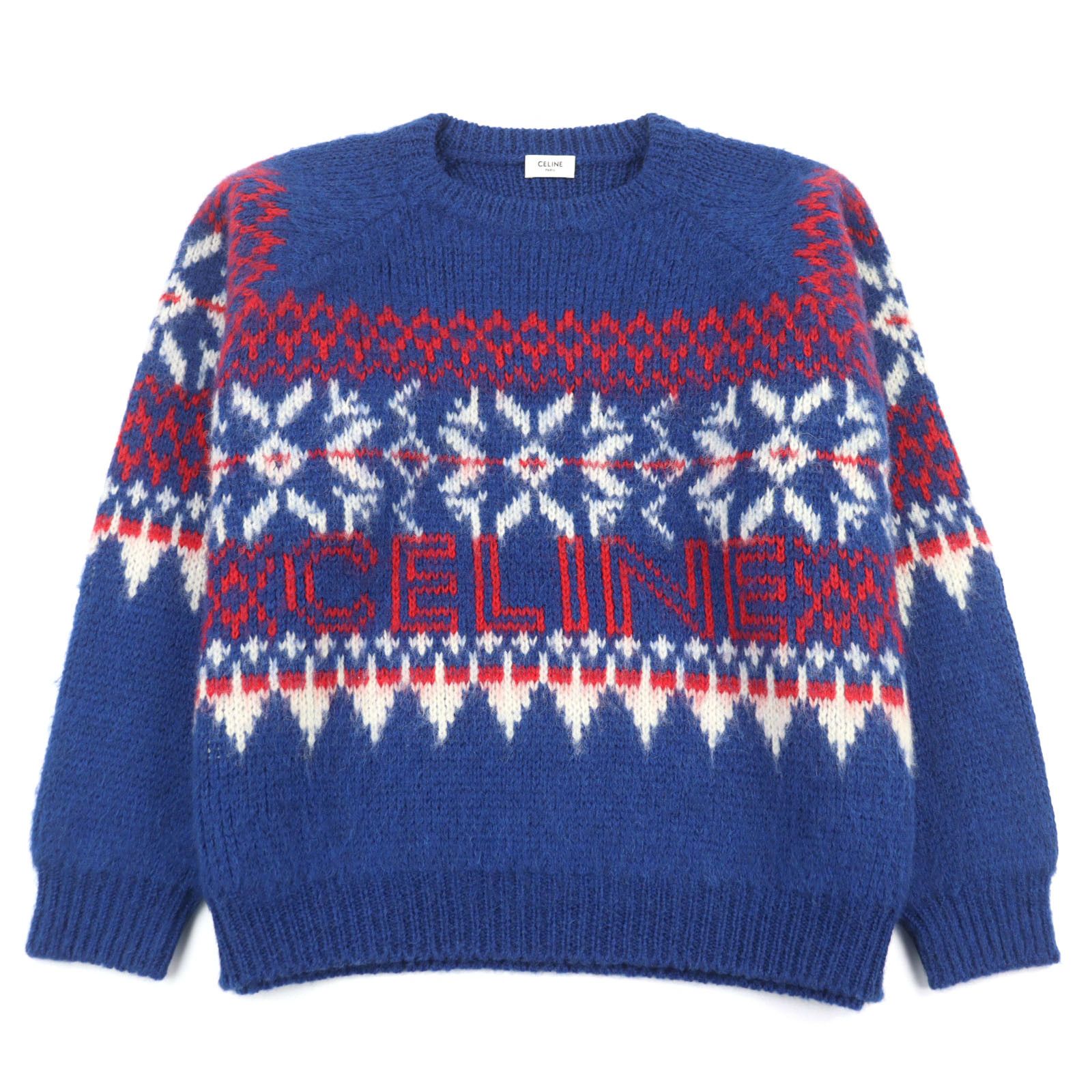 Celine Celine Celine Fair Isle Logo-embroidered Wool Knit Textile Tops 2AA80628S DUTY FREE for USA Size ONE SIZE - 1 Thumbnail