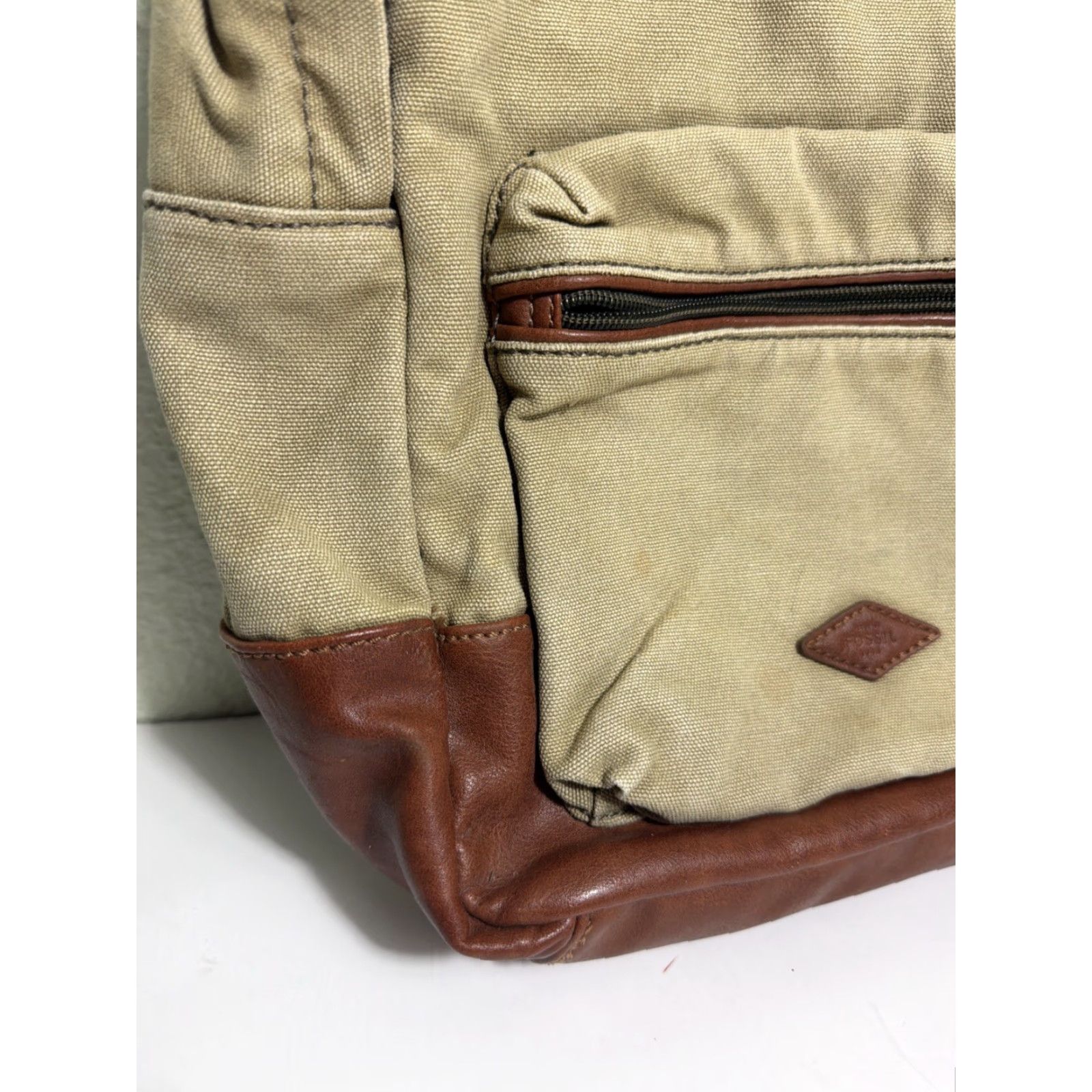 Fossil Fossil Backpack Canvas Leather Estate Brown Beige 16x10x5 Men Mens Size ONE SIZE - 2 Thumbnail