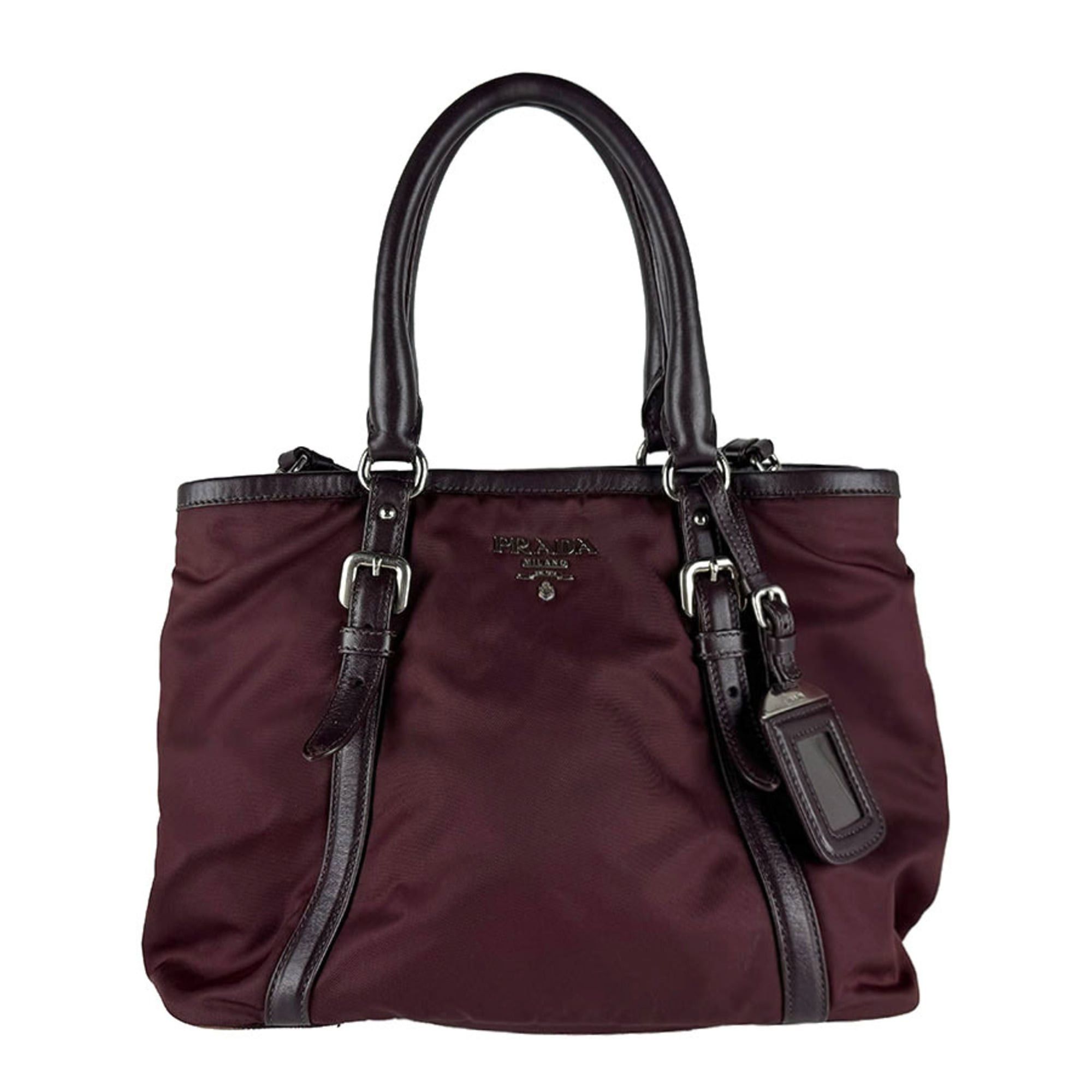 Prada Prada handbag/shoulder bag, nylon and leather, burgundy, women's, z10938 Size ONE SIZE - 1 Thumbnail