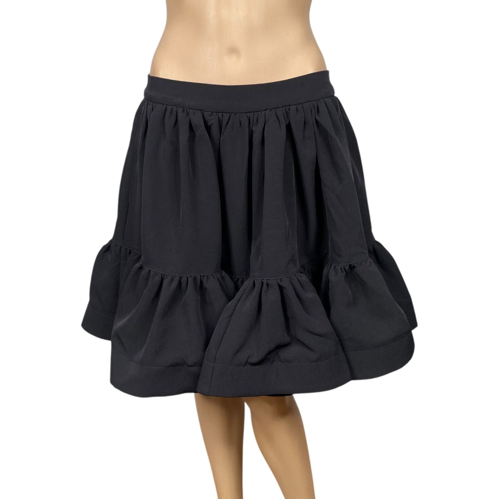 Anthropologie The Kemist Black Structured Ruffled Swing Mini Skirt SZ 8 Size 30" / US 8 / IT 44 - 4 Thumbnail