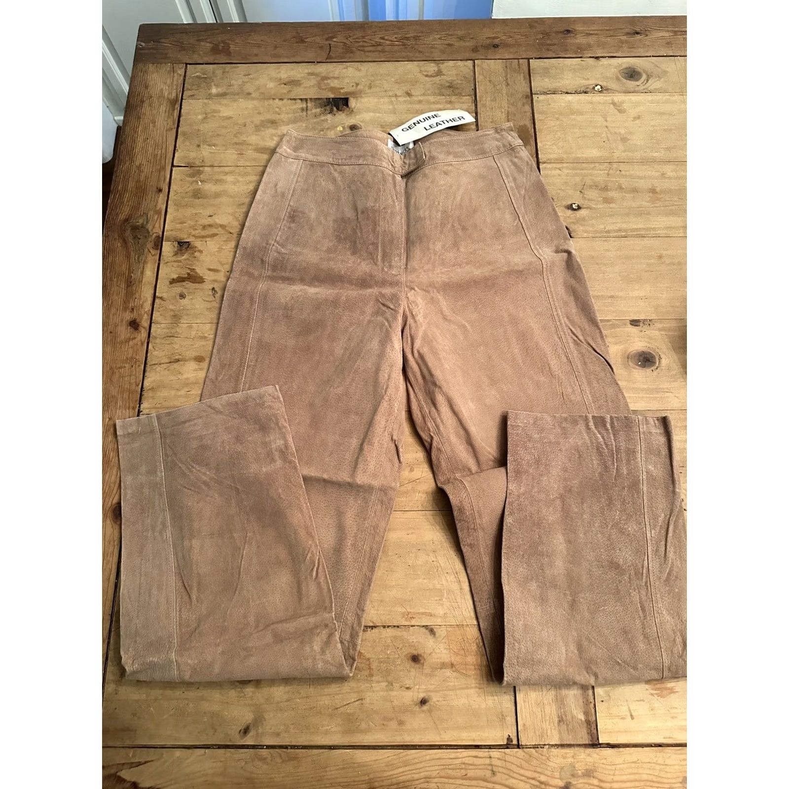 Vintage Chadwicks Brown Leather Pants Size 12 Tall High Rise Straight Leg Classic NWT Size 34" / US 12 / IT 48 - 3 Thumbnail