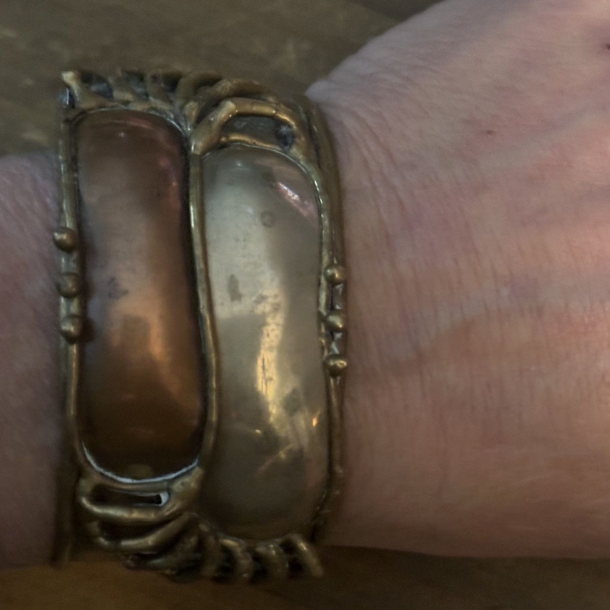 Vintage Vintage Artisan brass and copper wide cuff bracelet Size ONE SIZE - 3 Thumbnail