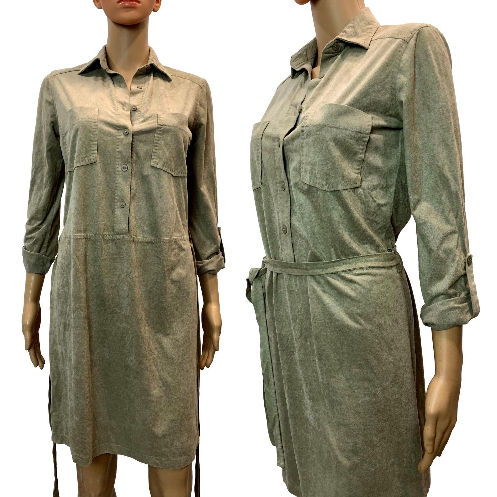 Bcbgmaxazria Y2K Max Studio Soft Ultra Suede Shirt Dress Tie Belt | XS Size XS / US 0-2 / IT 36-38 - 7 Thumbnail
