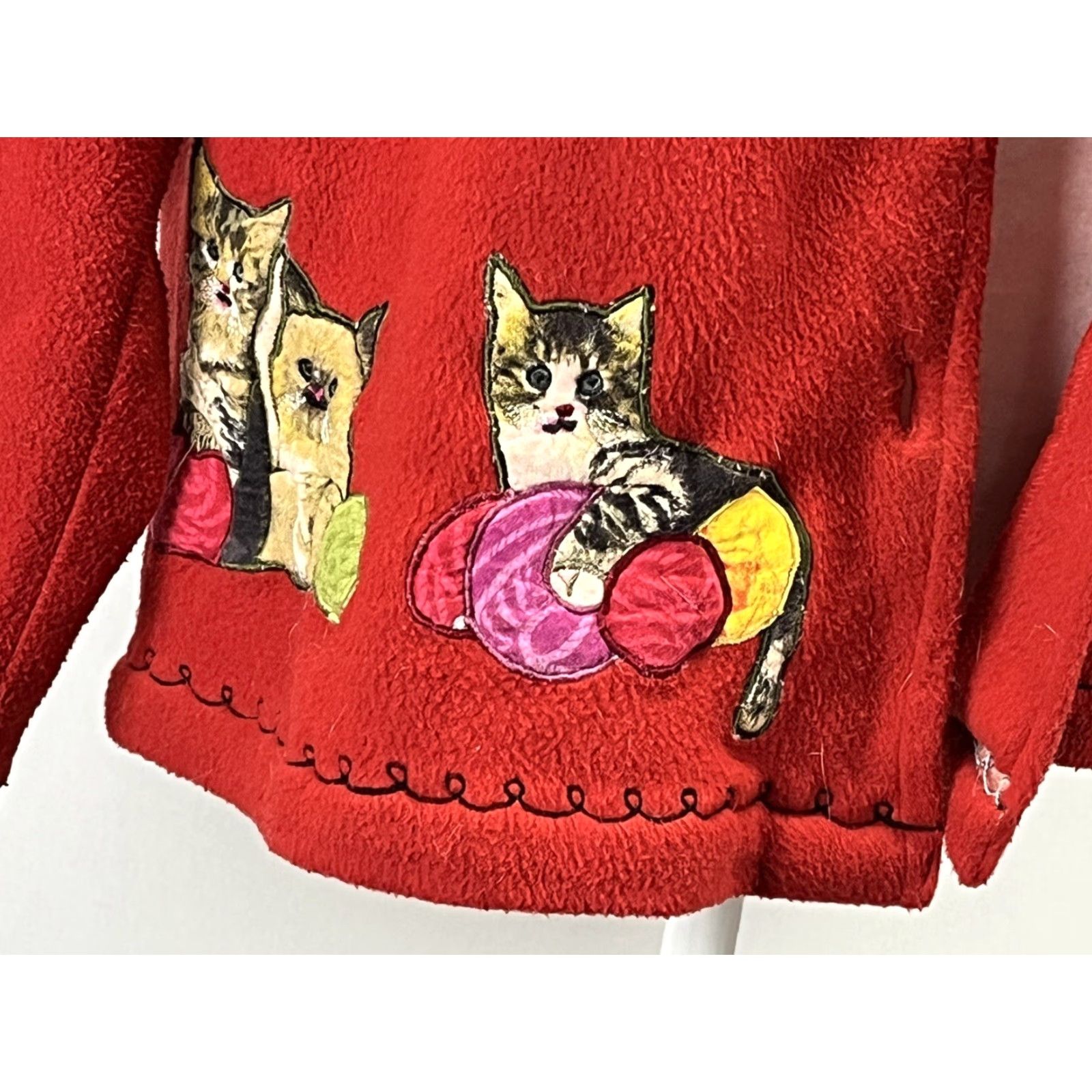 Vintage VINTAGE Take Two Fleece Jacket Womens Christmas Cats Medium Red | Jacket | Women | Vintage 2000s Size M / US 6-8 / IT 42-44 - 6 Thumbnail