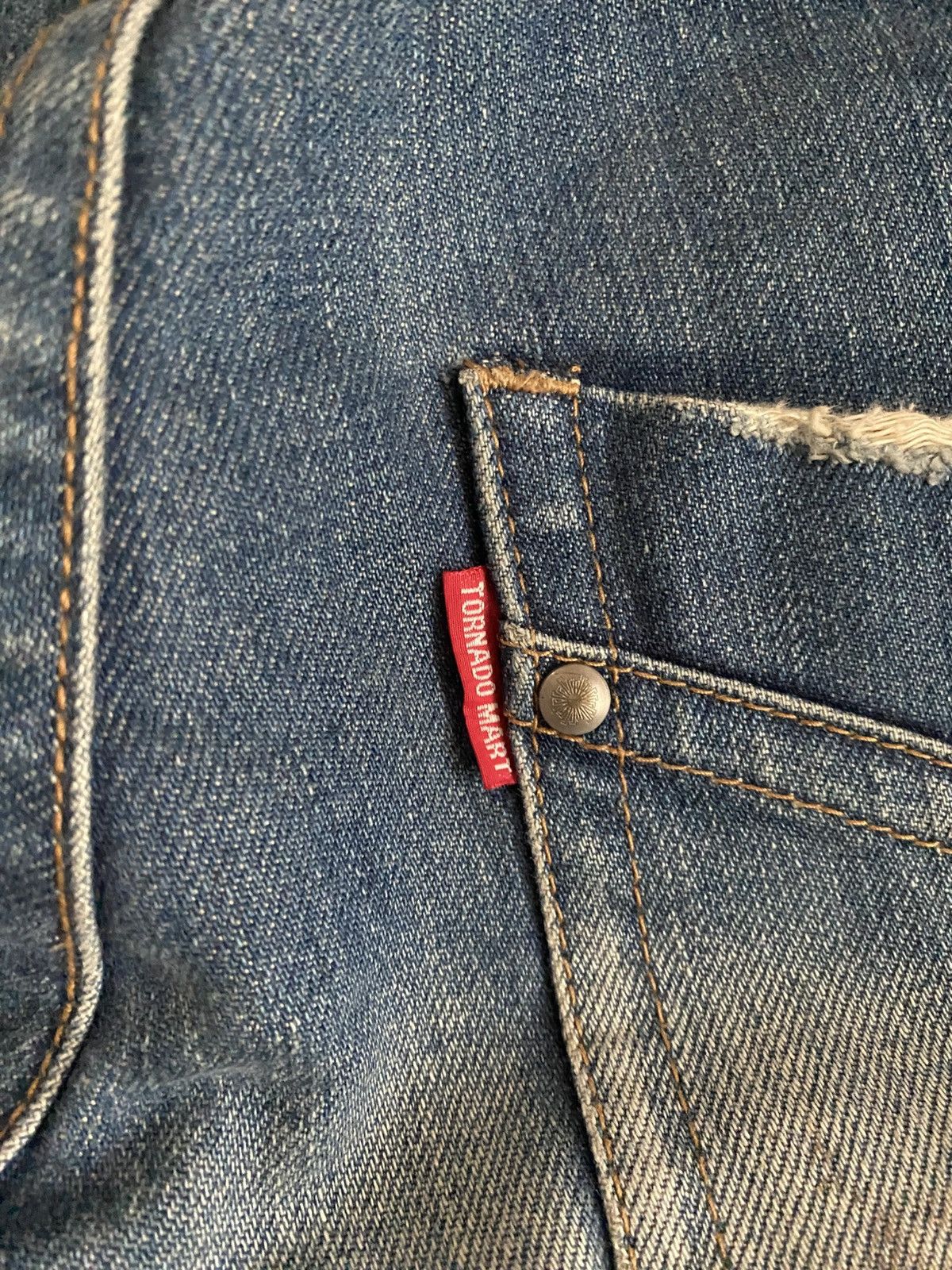 Tornado Mart Washed Oil Stain Flare Denim Size US 35 - 13 Thumbnail
