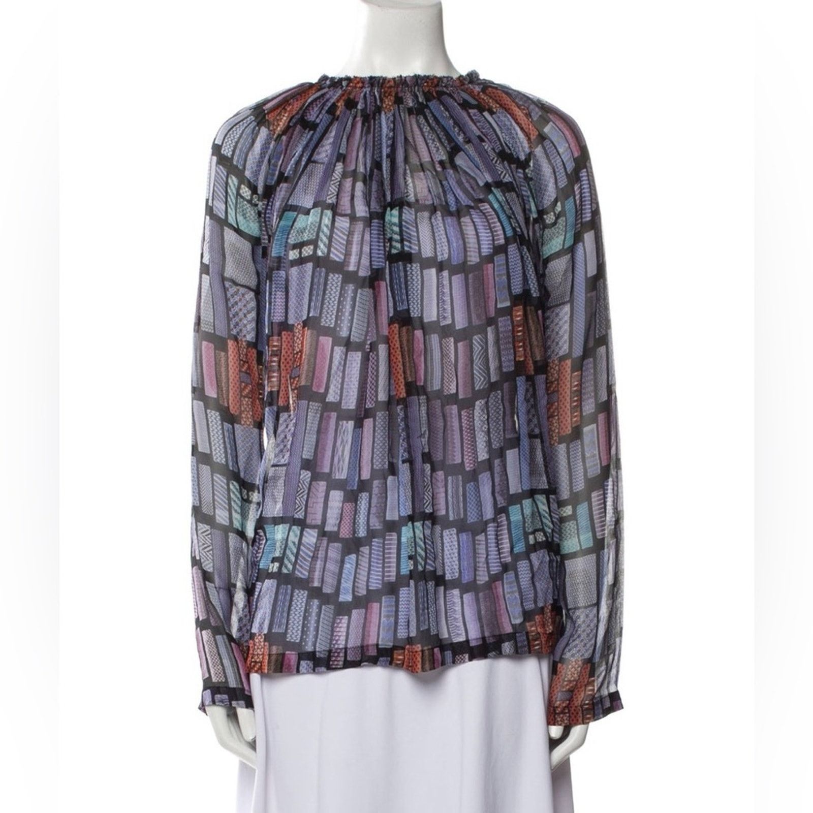 See by Chloe See By Chloe Purple and Orange Pleated Blouse, Size 8, Silk Size M / US 6-8 / IT 42-44 - 2 Thumbnail
