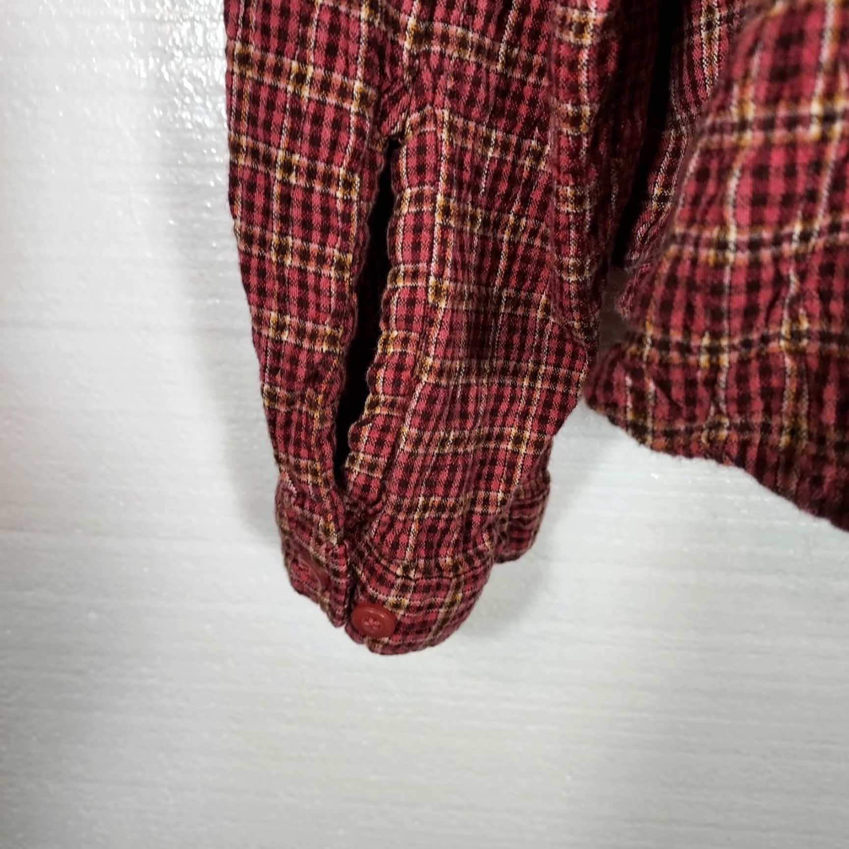 Vintage Woolrich Shirt Women's L Button-Up Plaid Flannel Long Sleeve Brown Mulberry Casual Workwear - Outdoor, Fall, Spring, Winter - Regular Fit Size L / US 10 / IT 46 - 6 Thumbnail